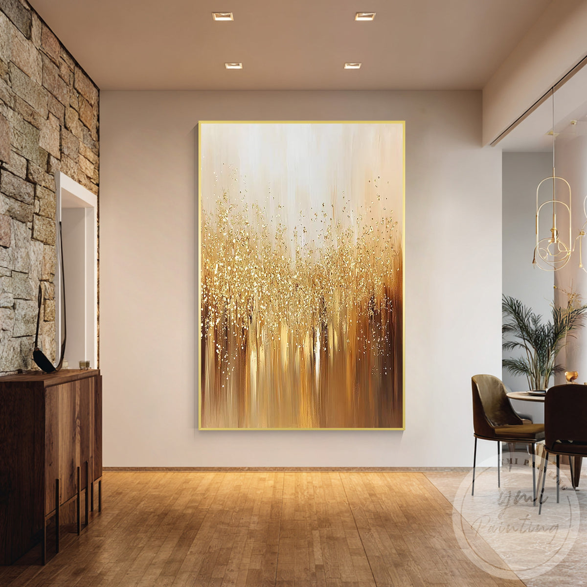 Modern neutral gold wall art for home decor
