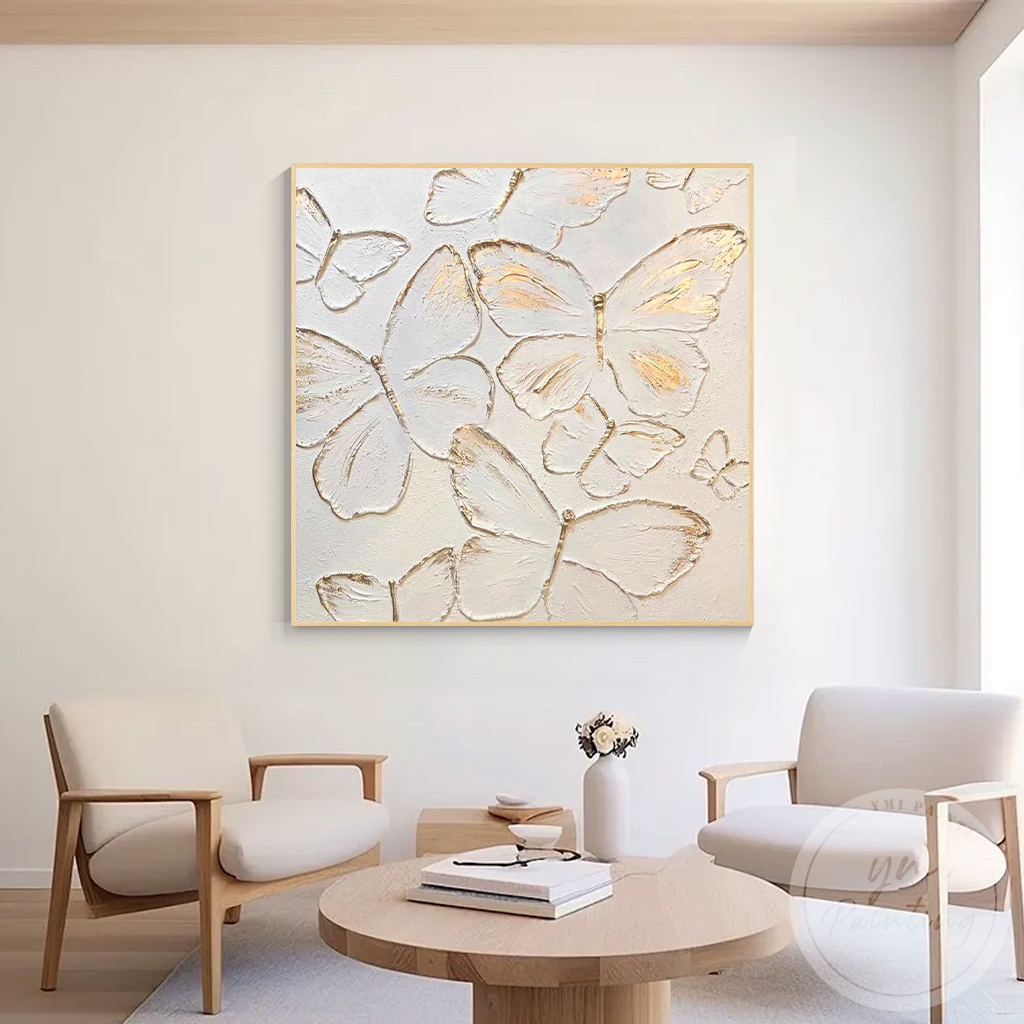 Luxury gold butterfly painting modern minimalist wall decor