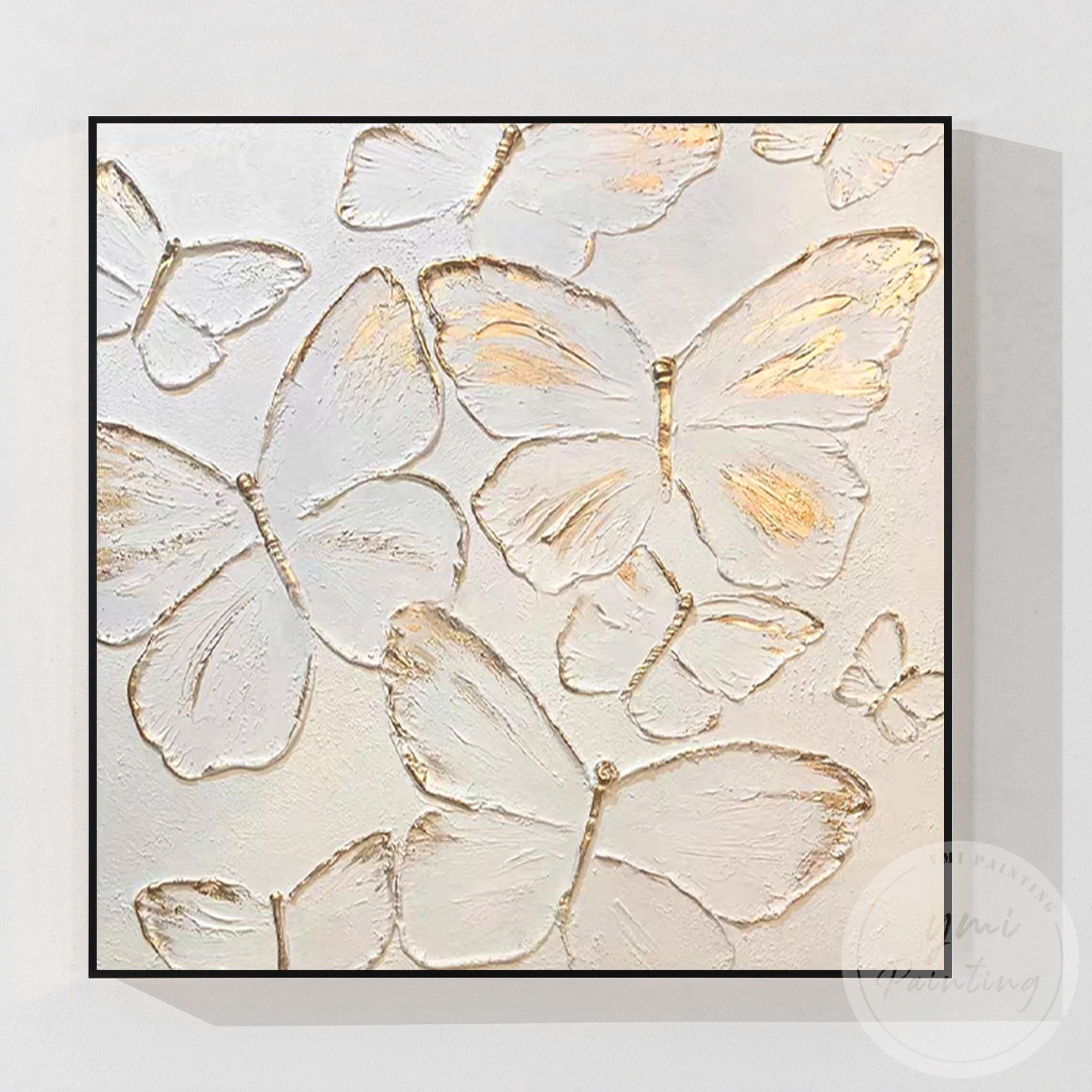 White gold butterfly wall decoration contemporary artwork