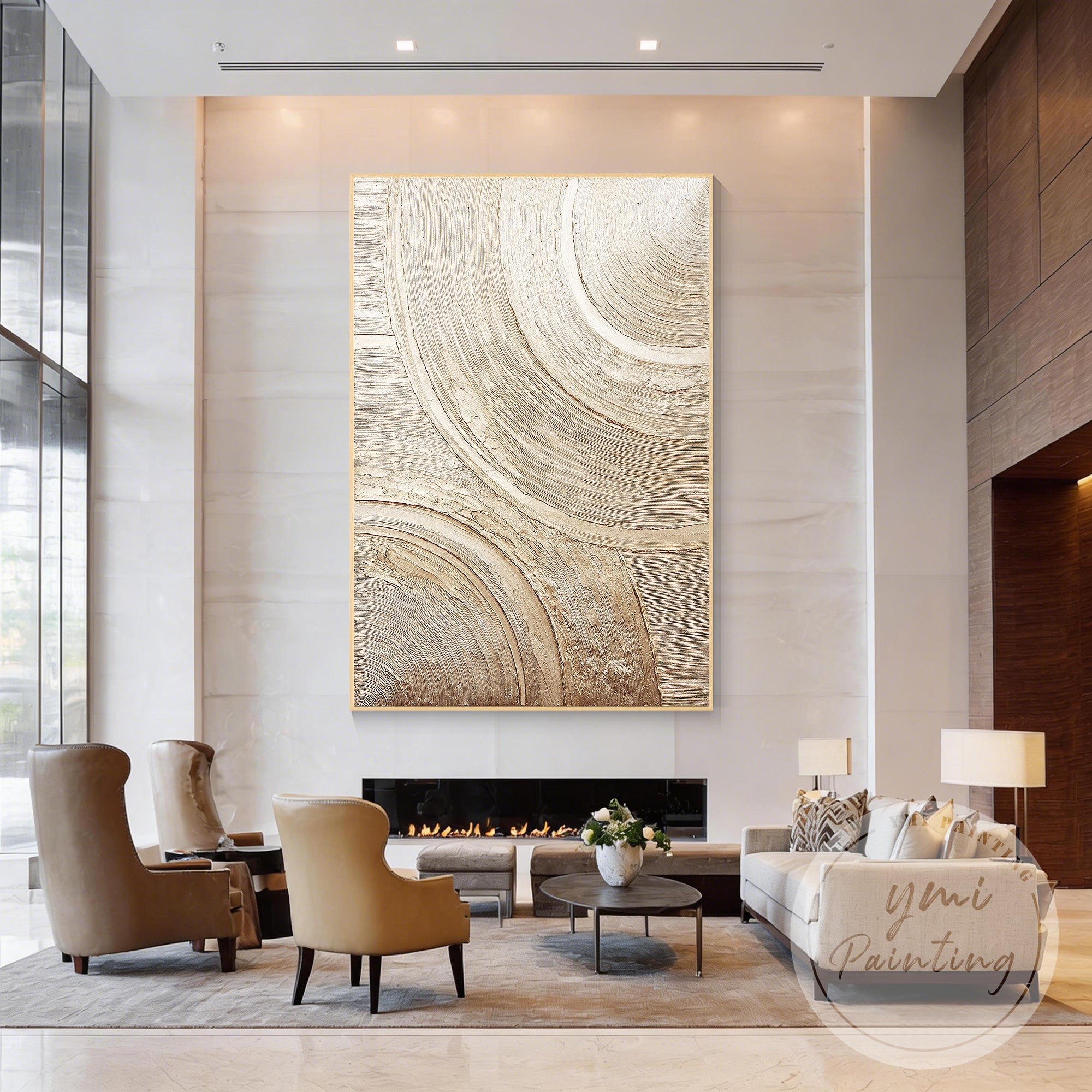 Modern minimalist gold textured canvas wall decor