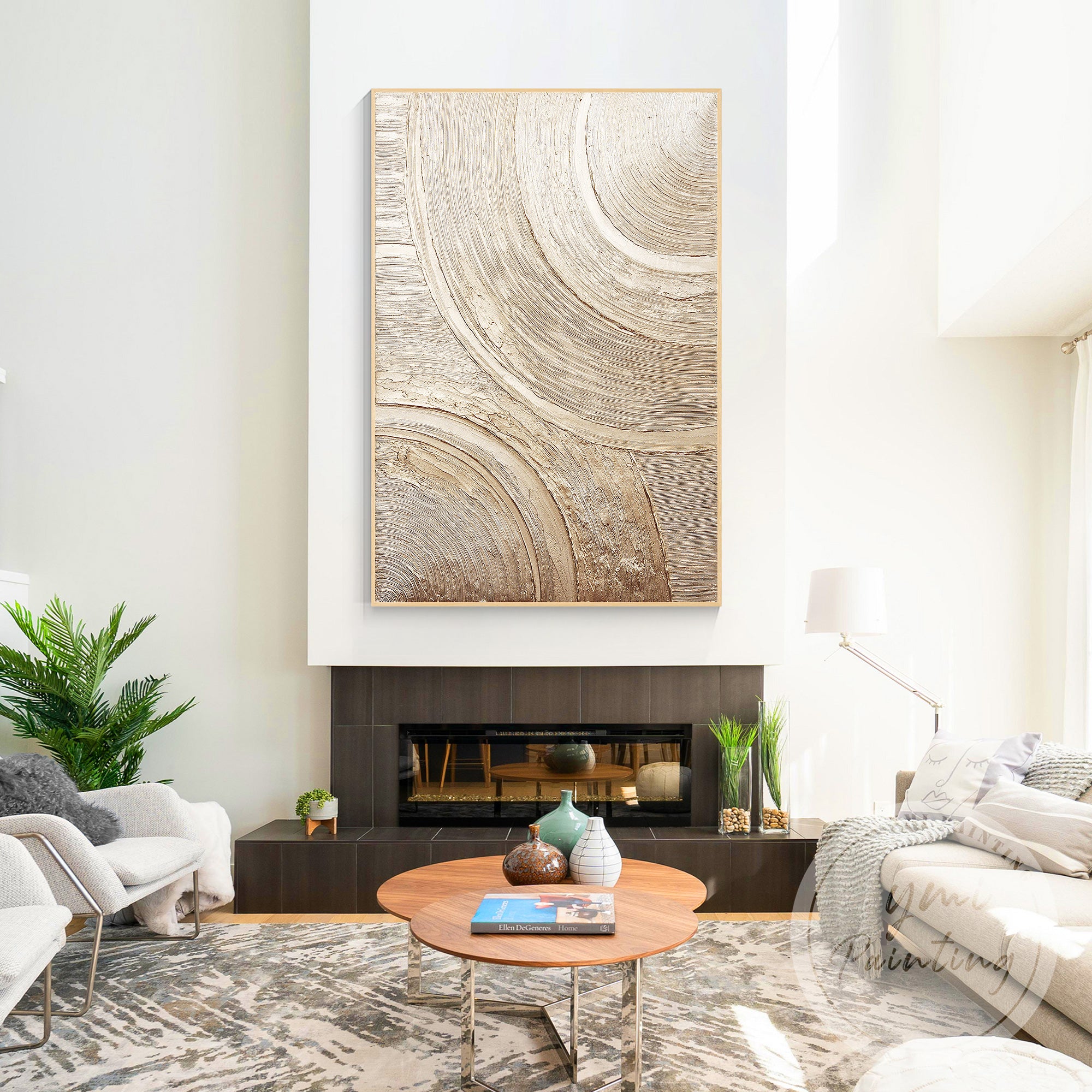 Luxury gold metallic relief artwork for living room wall