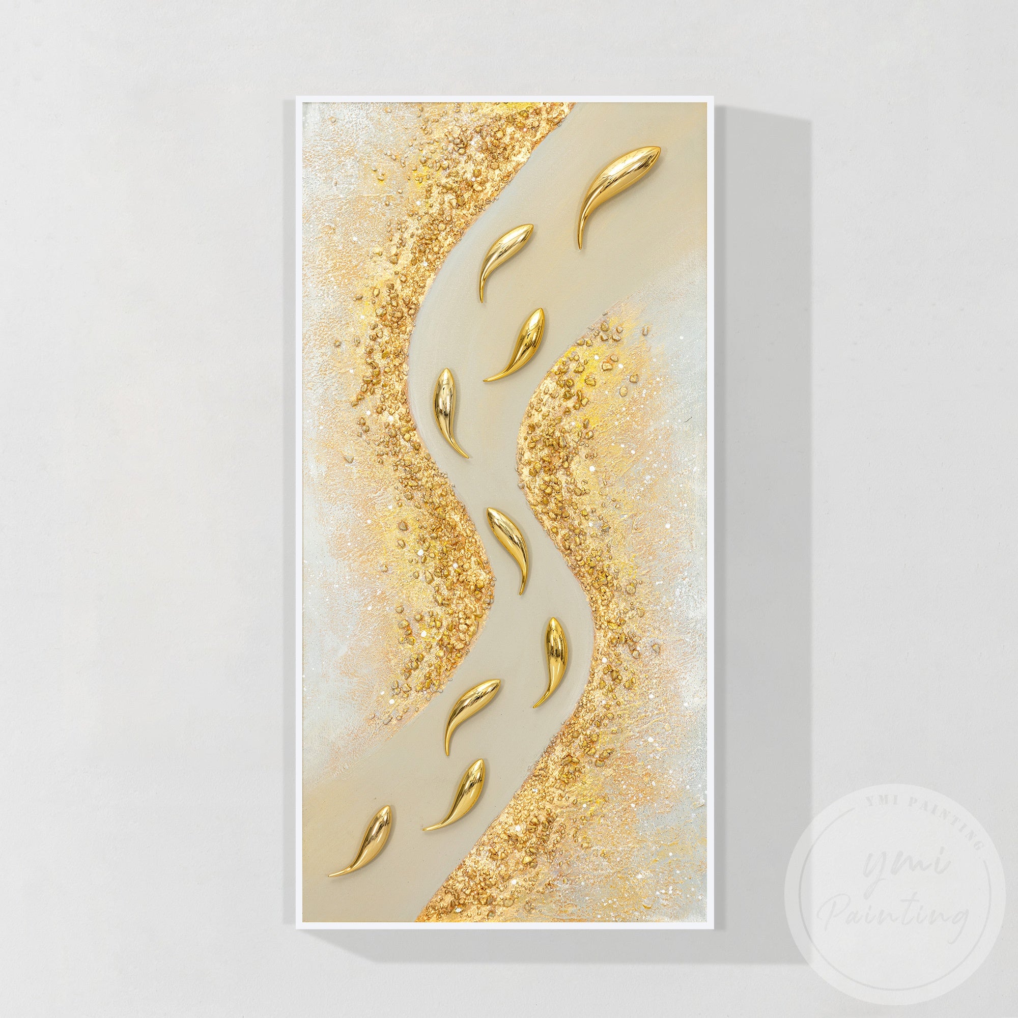 Large vertical fish artwork for elegant bedroom decor