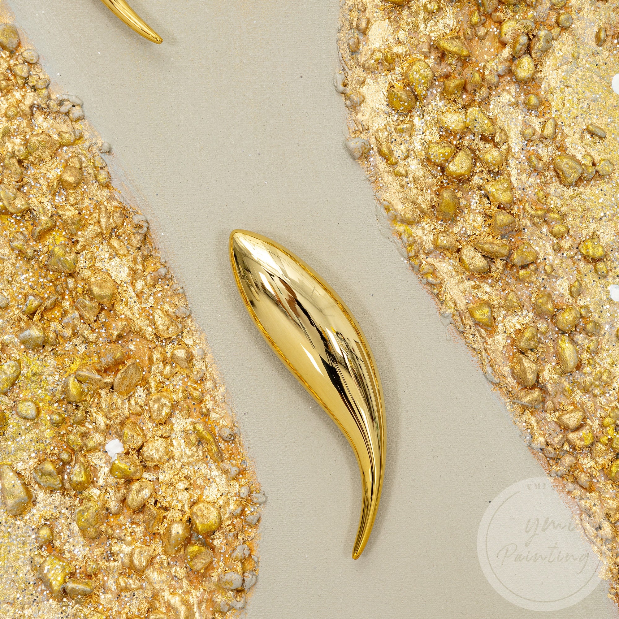 Luxury abstract fish wall art with metallic gold texture