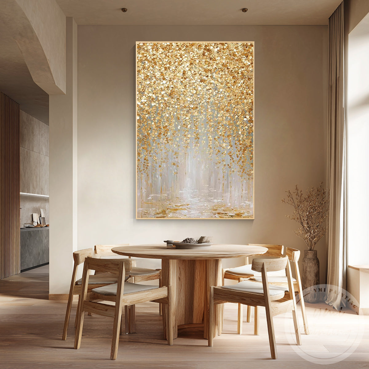 Textured metallic gold wall decor for modern home