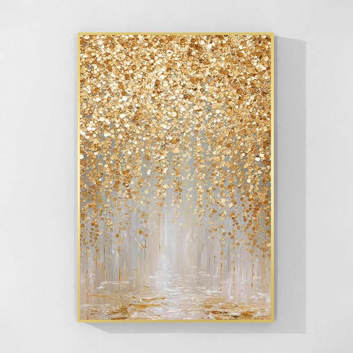 Gold leaf effect painting on textured canvas