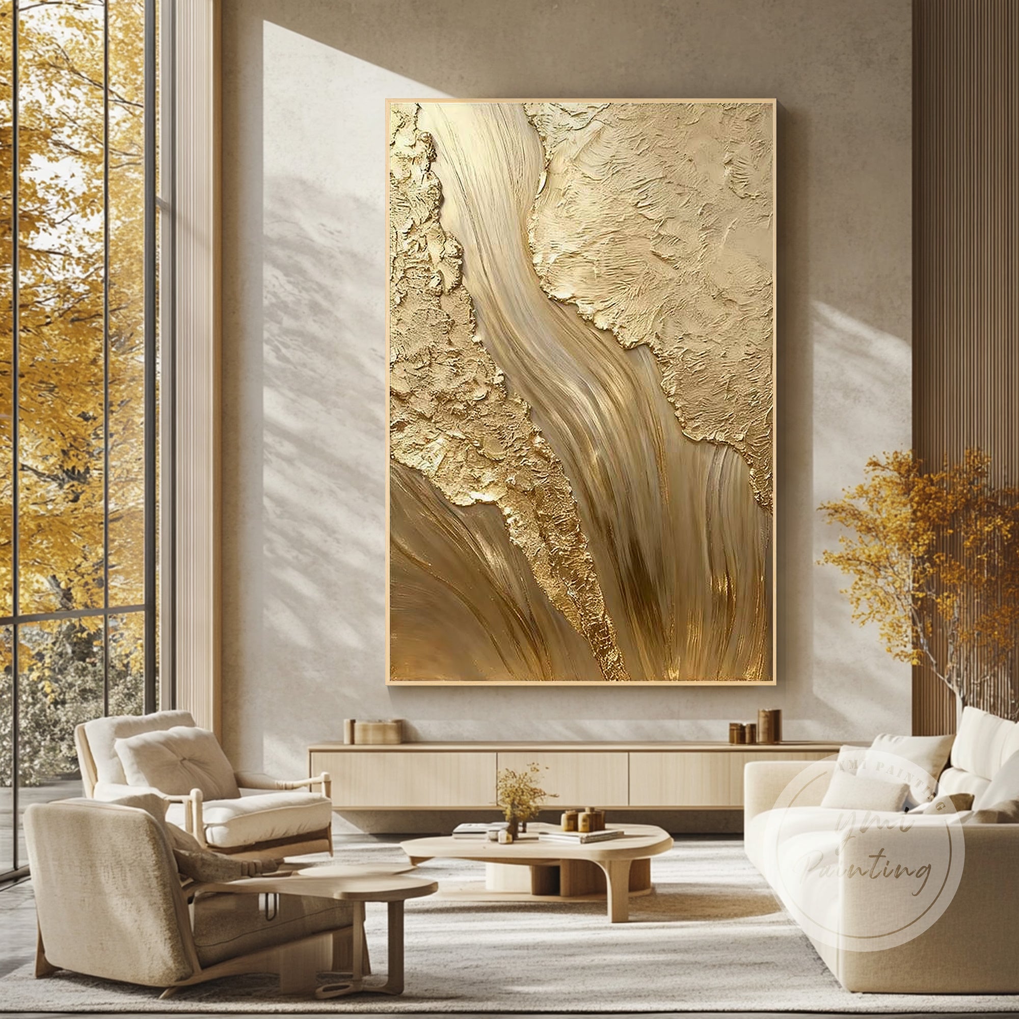 Textured gold abstract painting 