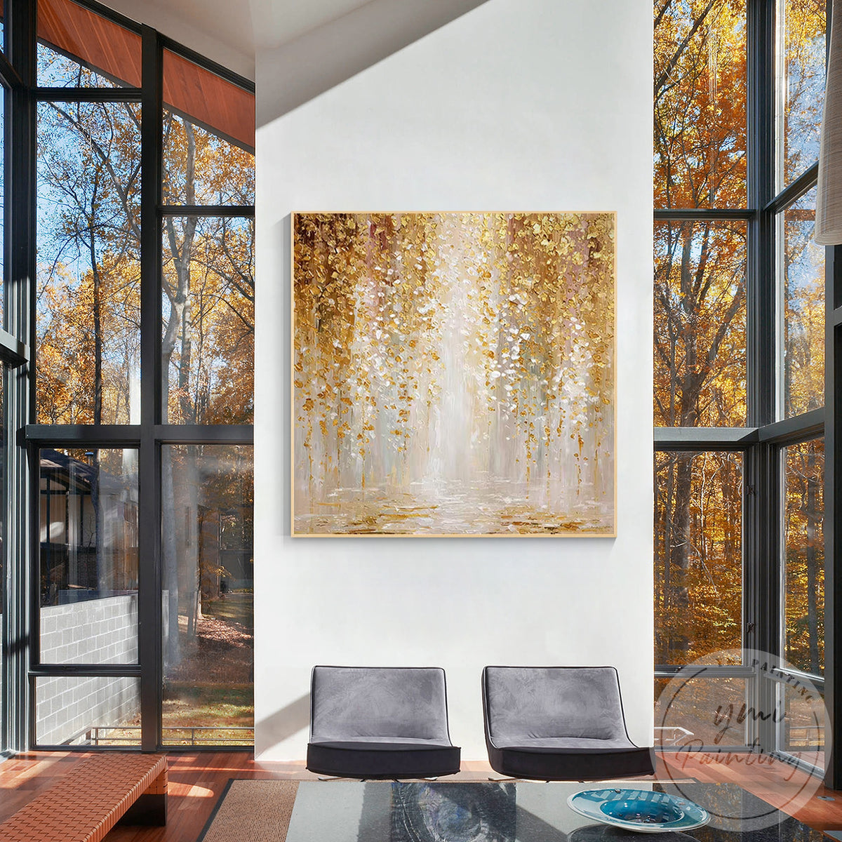 Textured gold abstract nature wall art