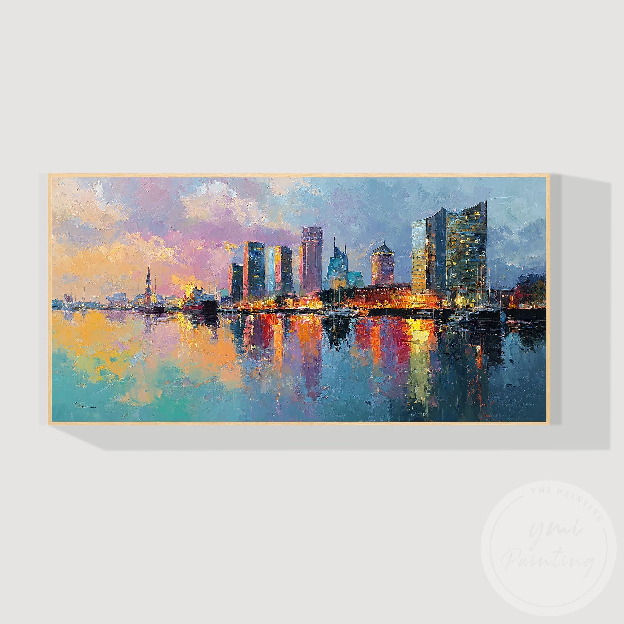 Hamburg Germany skyline artwork for living room decoration