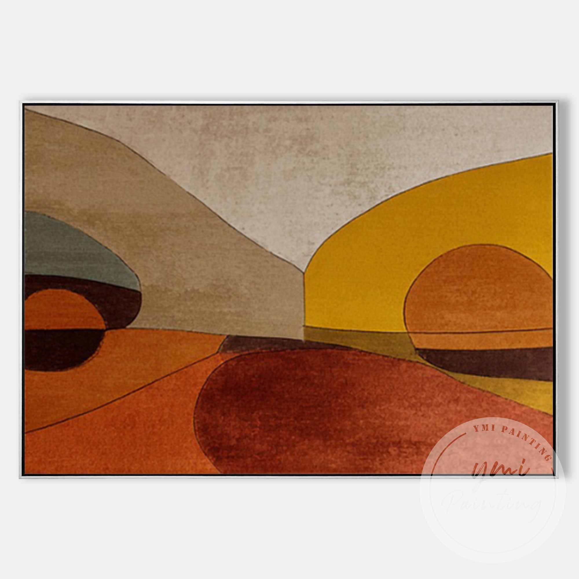 Hand painted terracotta landscape artwork for living room