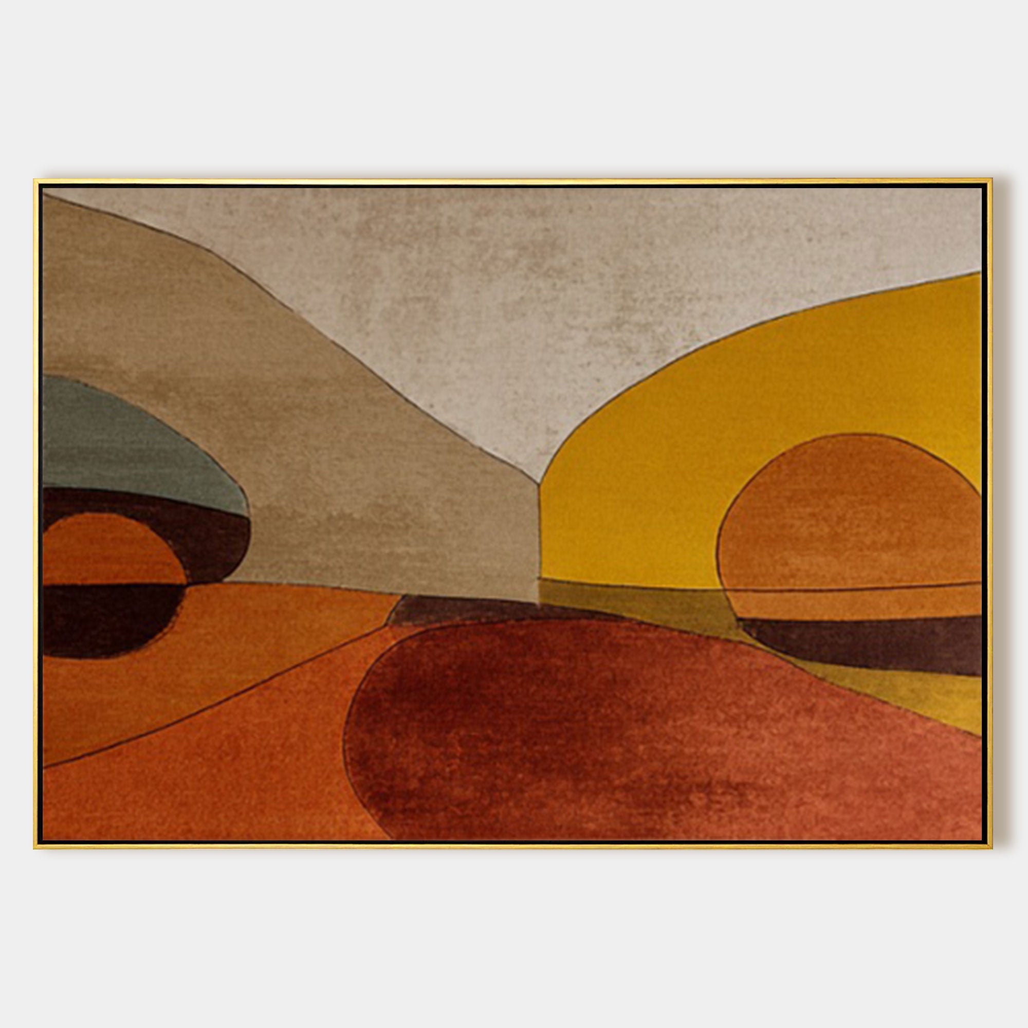 Abstract desert landscape wall art with terracotta sunset tones