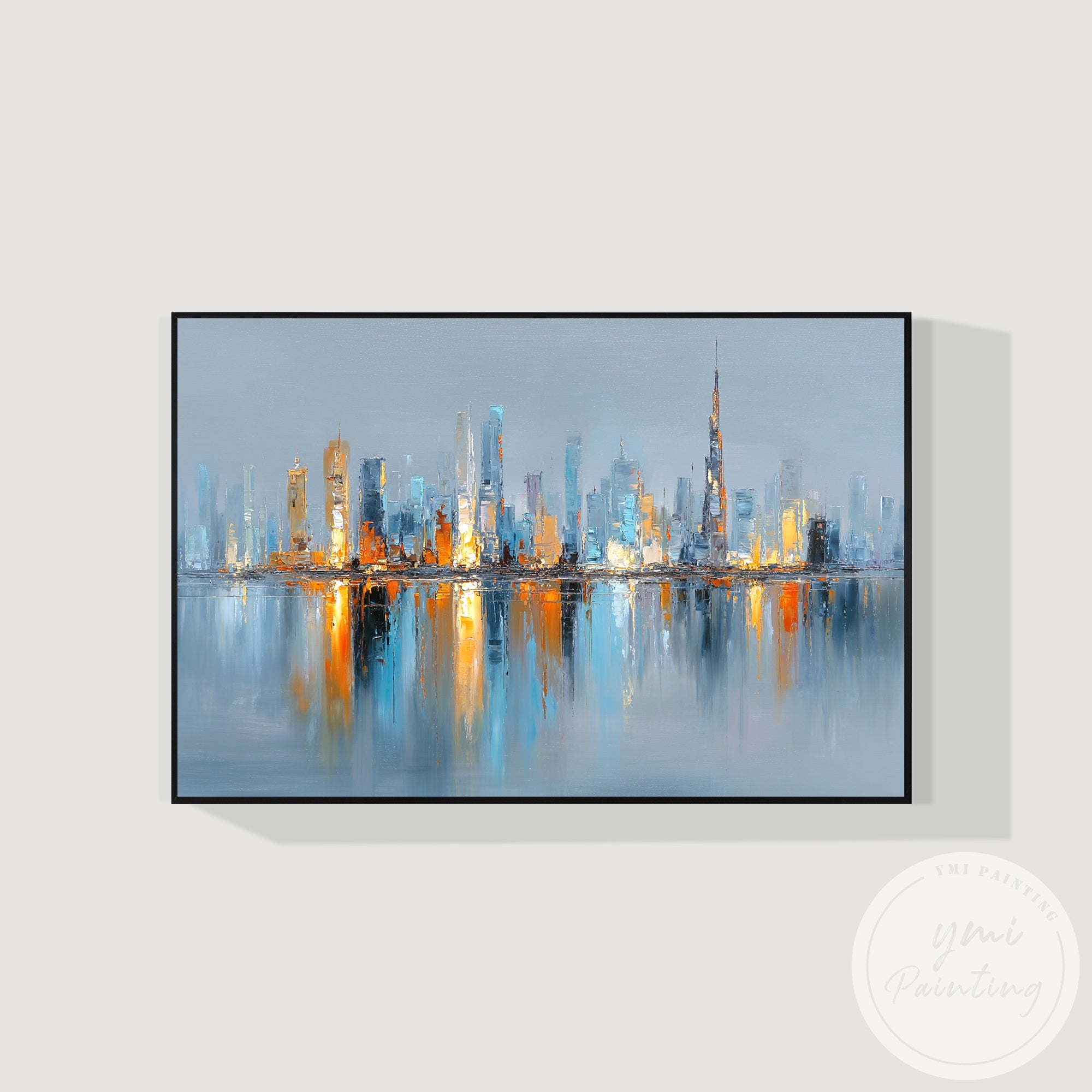 Elegant Dubai skyline painting hand painted textured canvas
