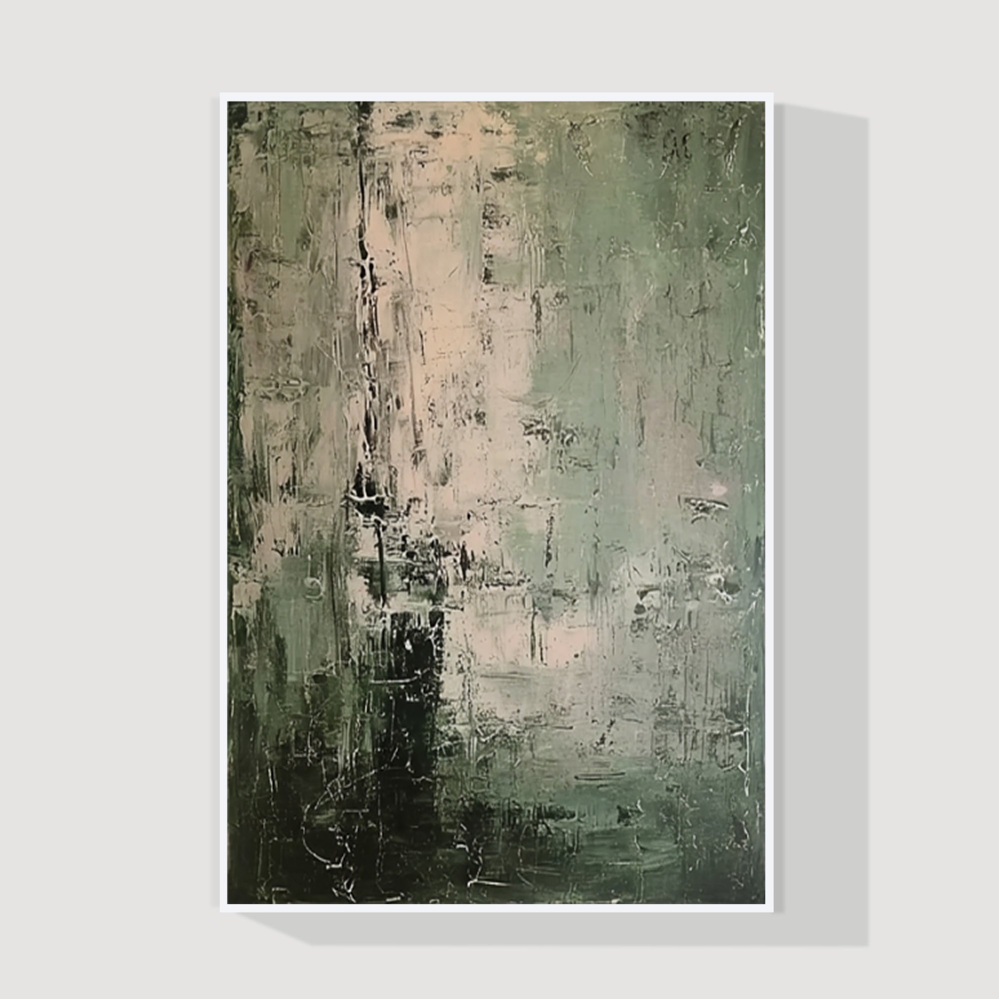 hand painted green abstract canvas
