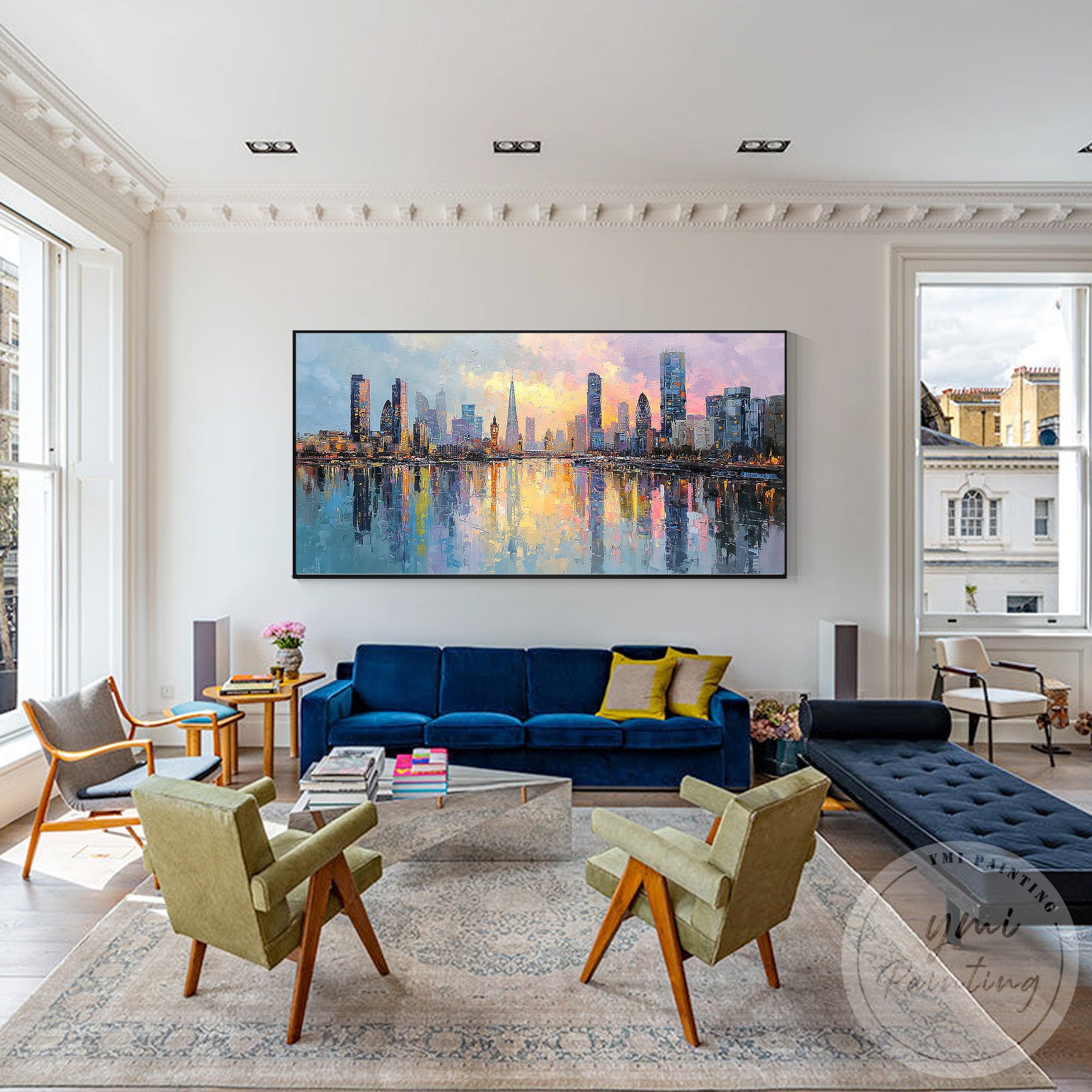 Contemporary London city wall art hand painted oil painting