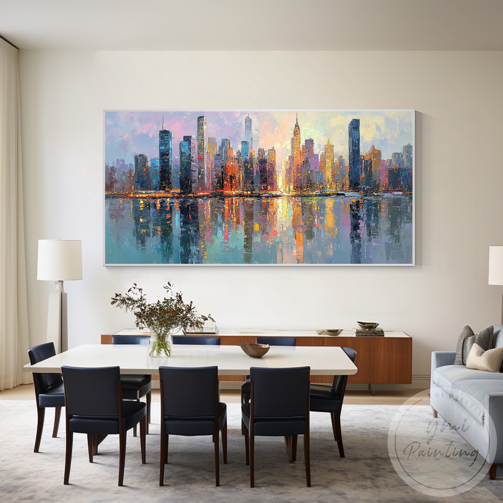 Huge New York city wall art for living room interior design