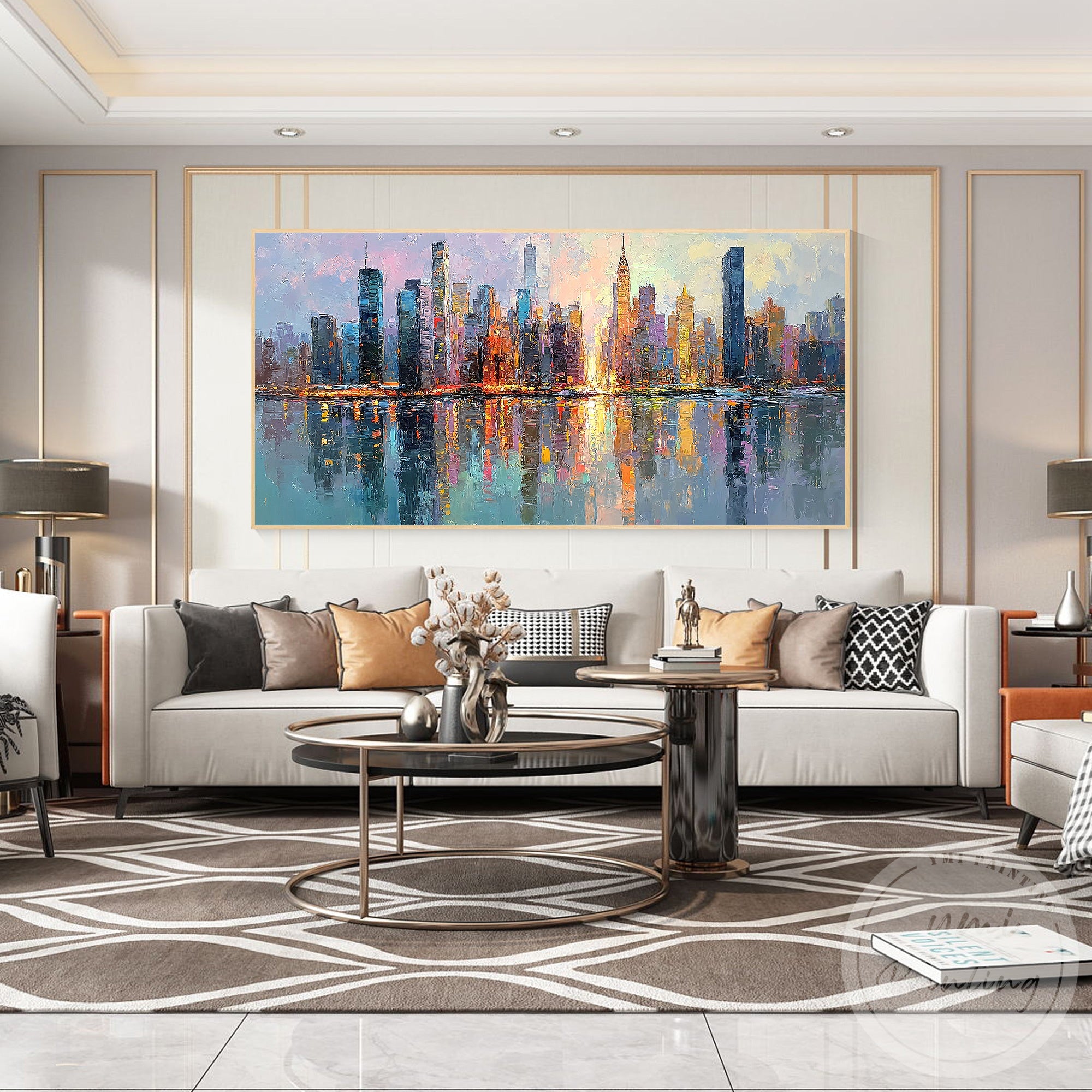 Modern NYC skyline canvas painting urban landscape artwork