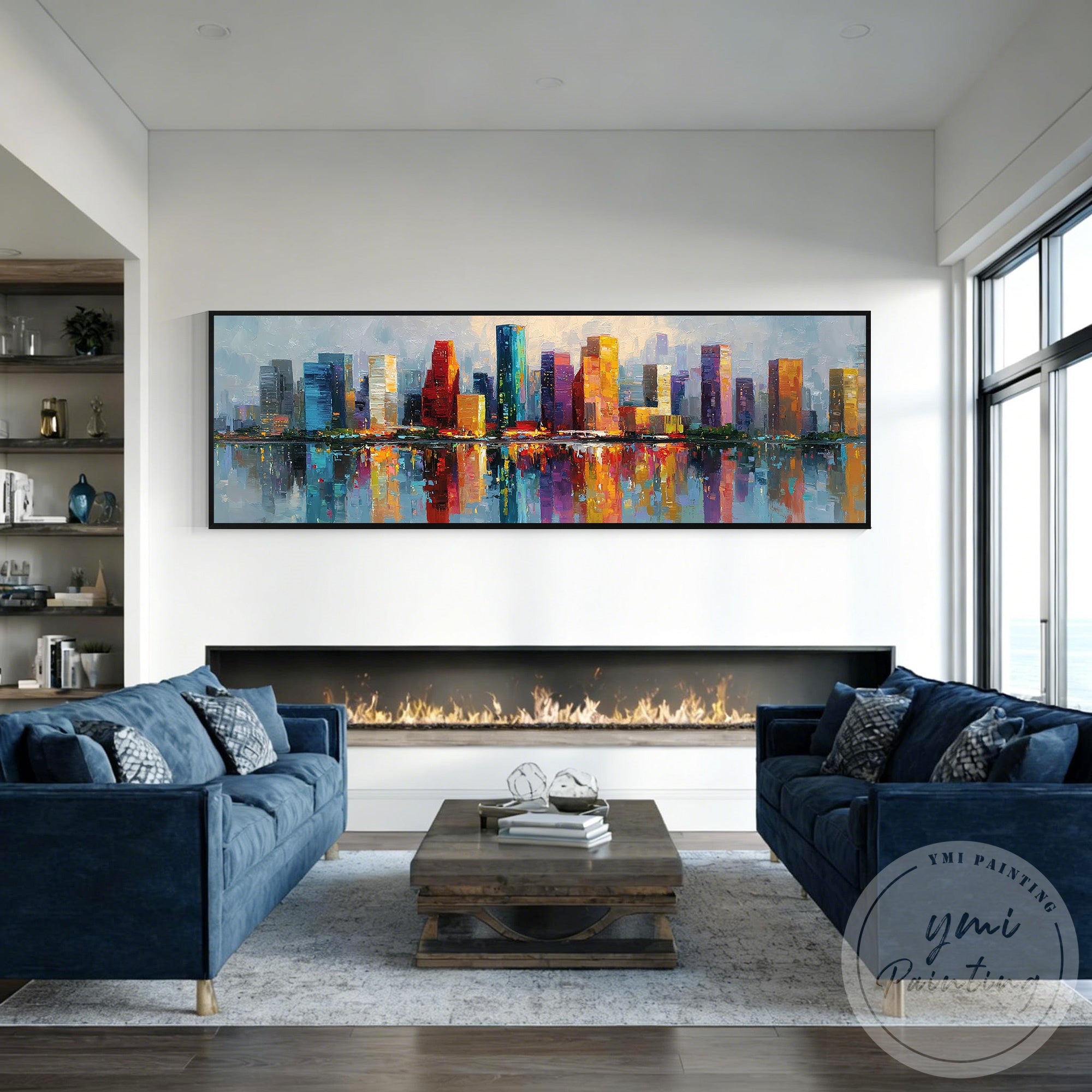 Contemporary Houston skyline canvas art for home interior