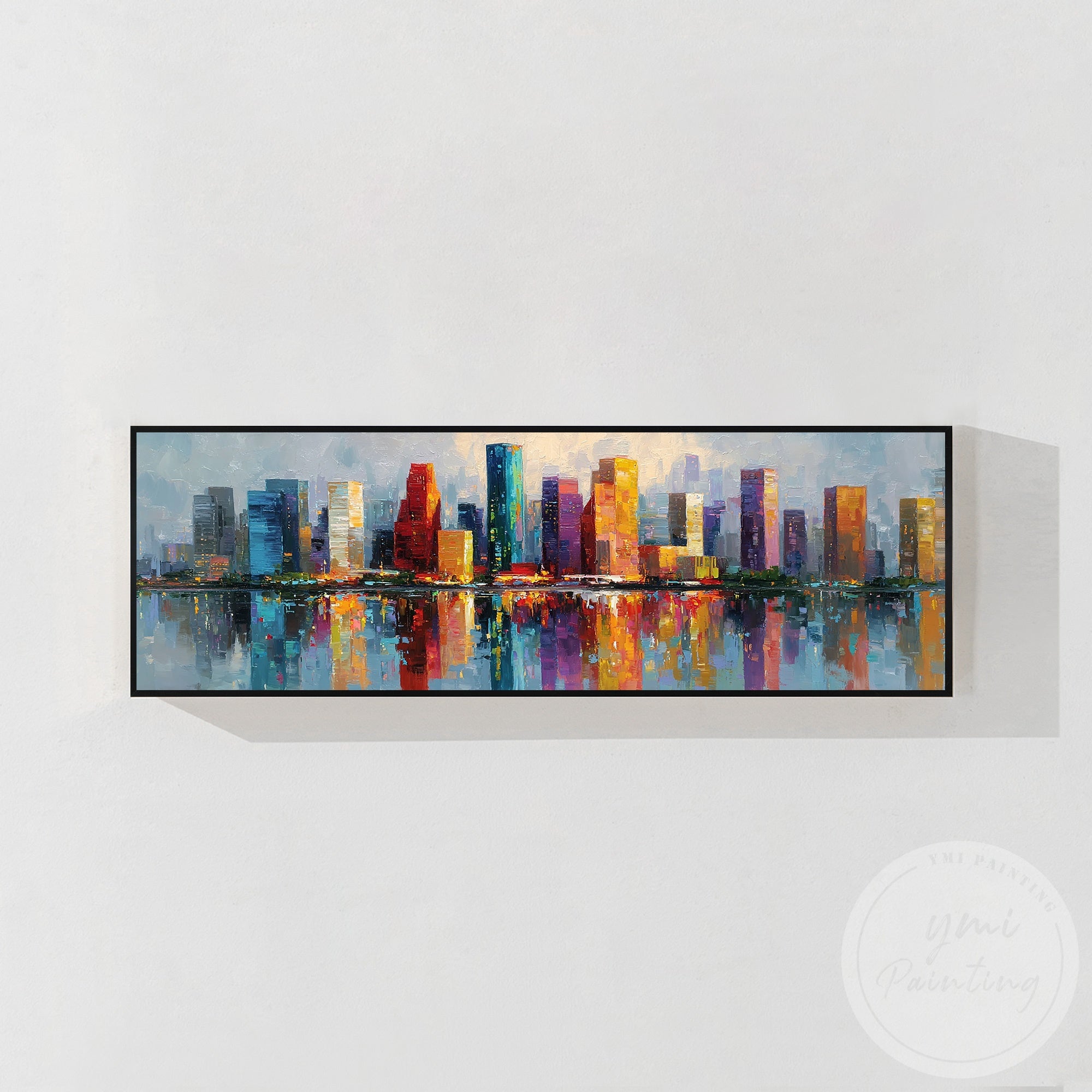Large Houston skyline painting for office or living room decor