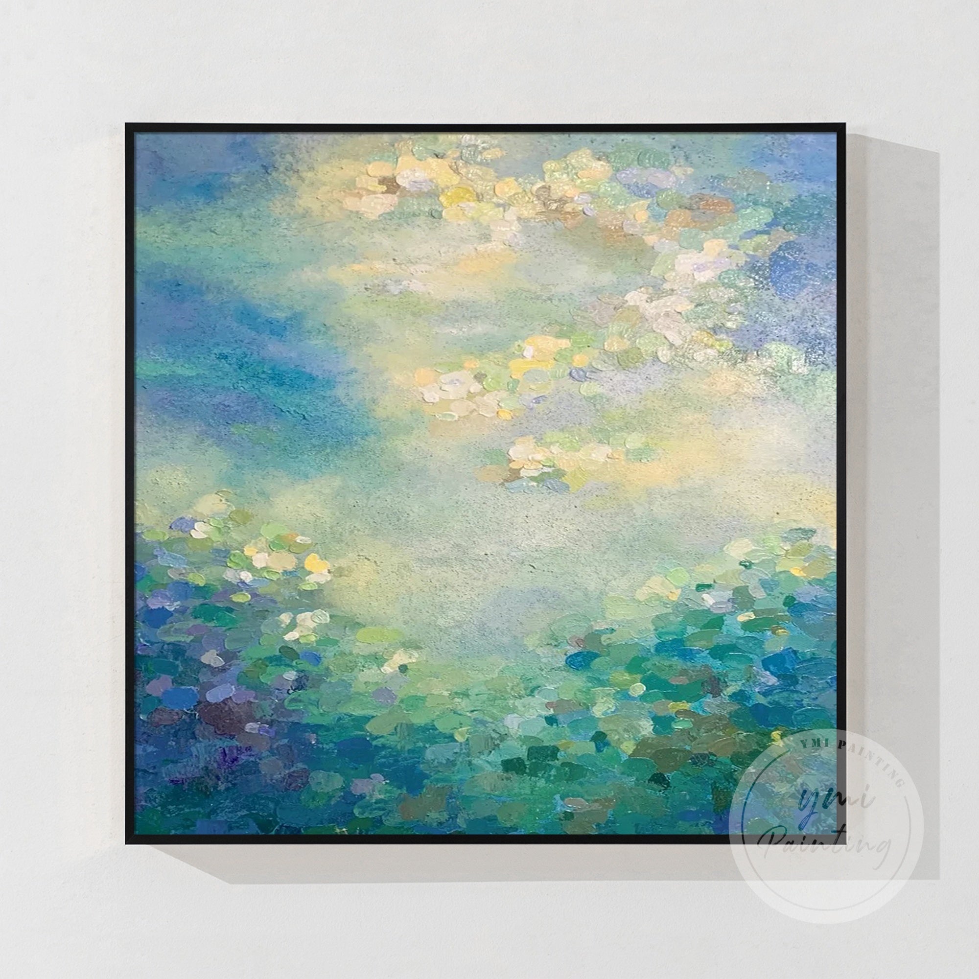 Impressionist-inspired water lilies with golden accents, creating a refined and engaging visual.