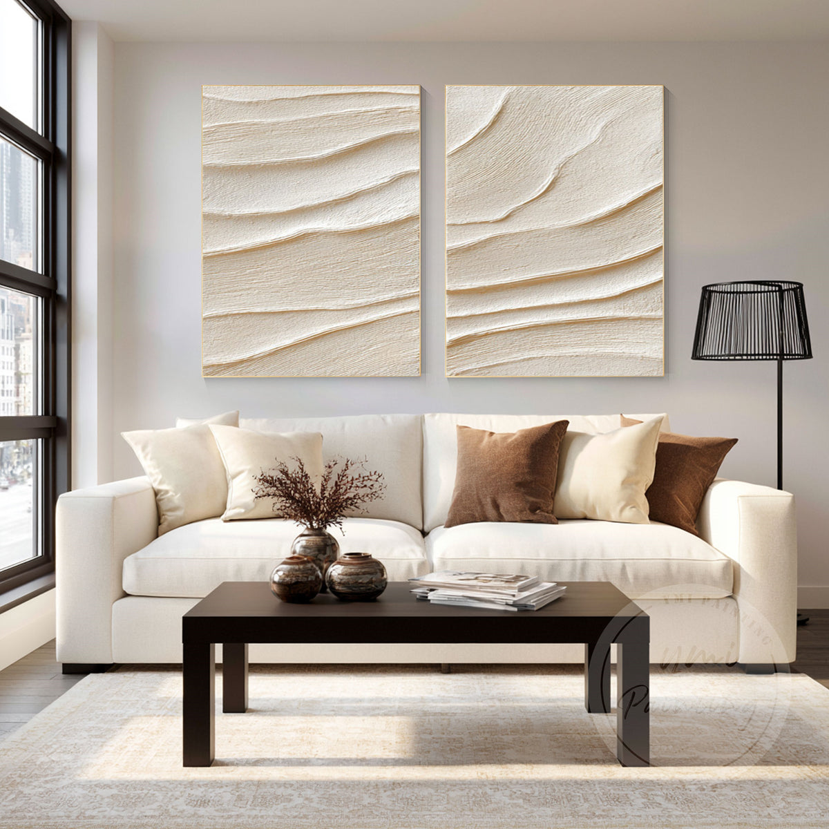 Japandi minimalist neutral wall art for modern interiors
