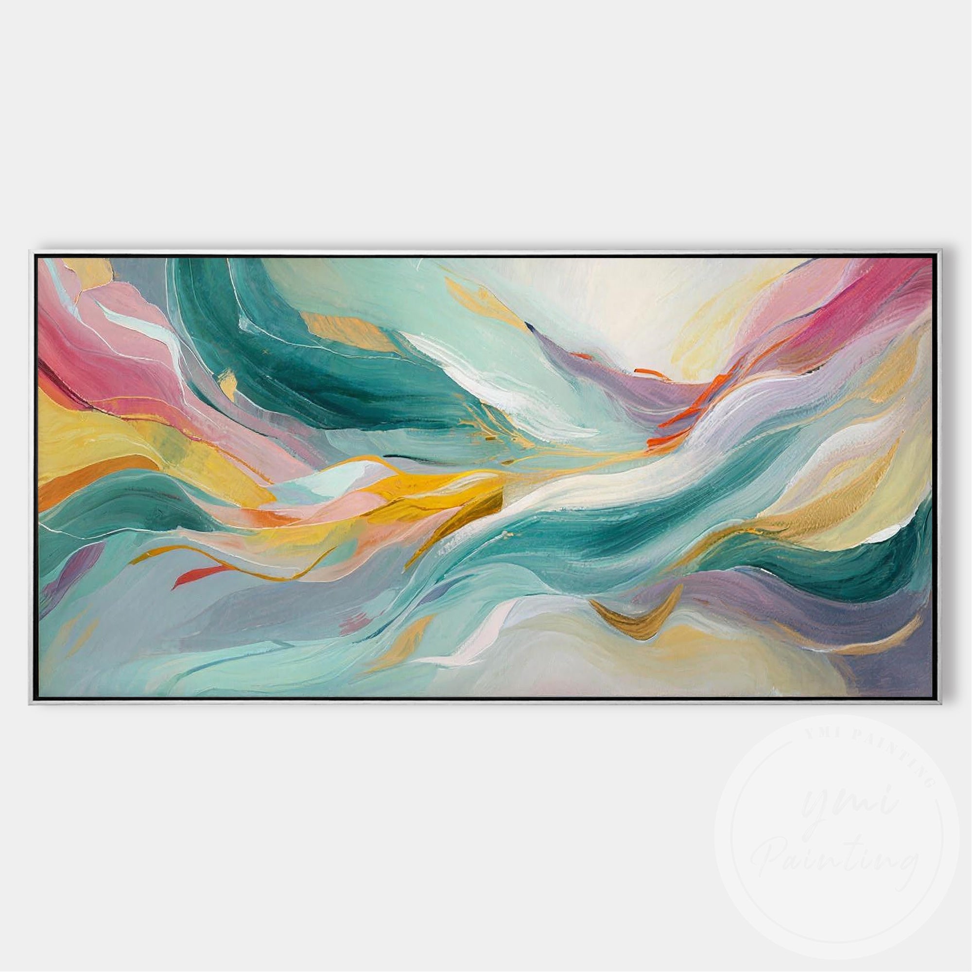 Contemporary fluid wave wall art on large canvas