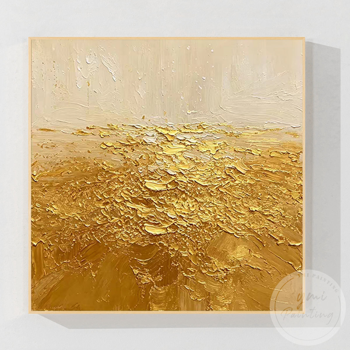Modern gold and beige abstract canvas artwork
