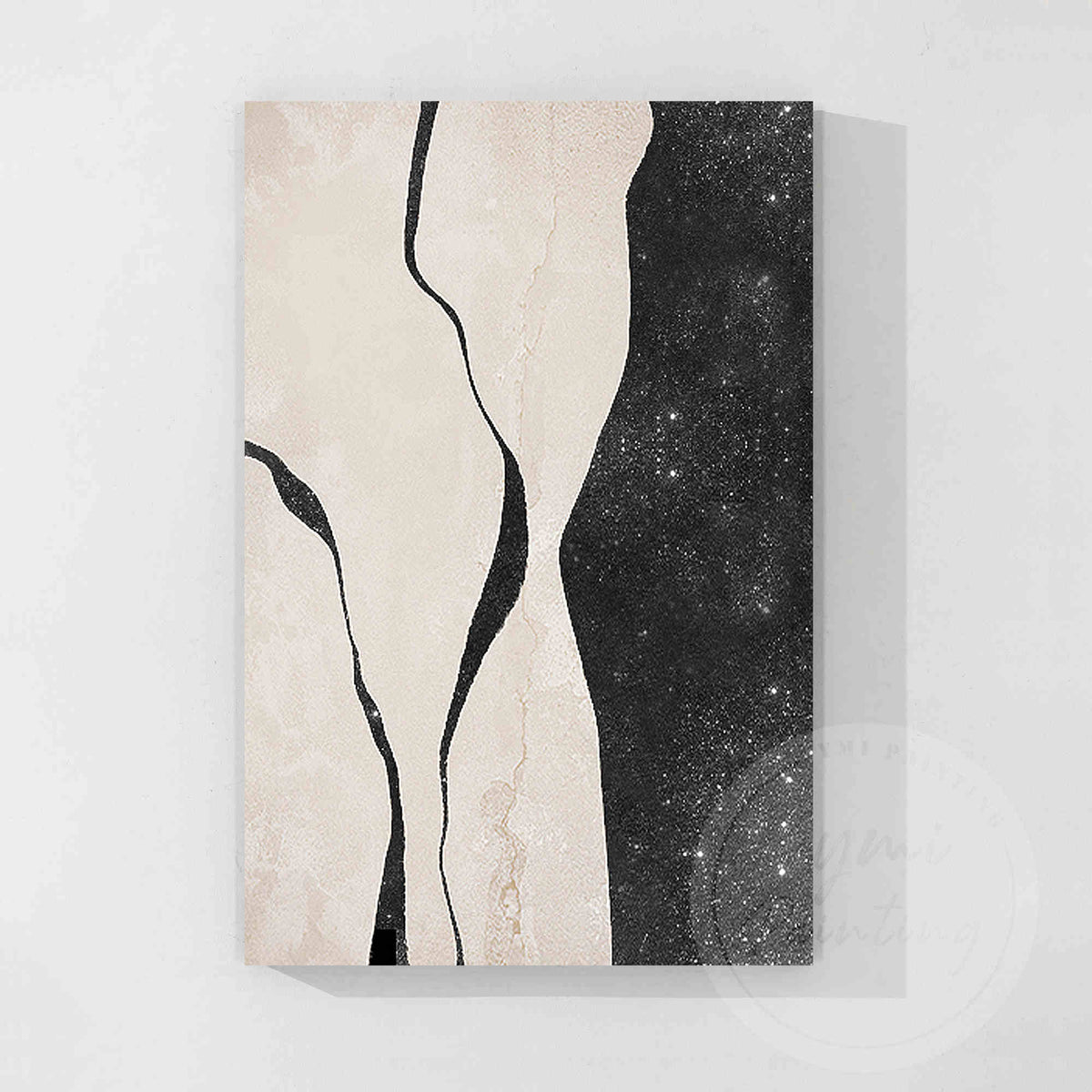 Large silver glitter wall art featuring a minimalist female figure