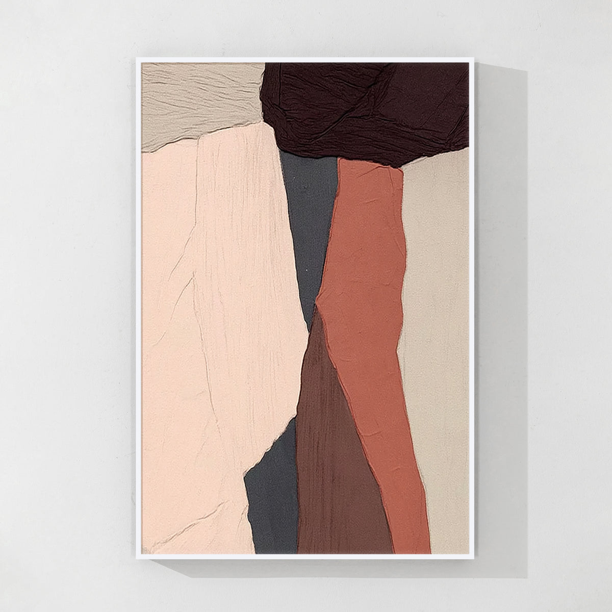 Large vertical abstract wall art, framed view