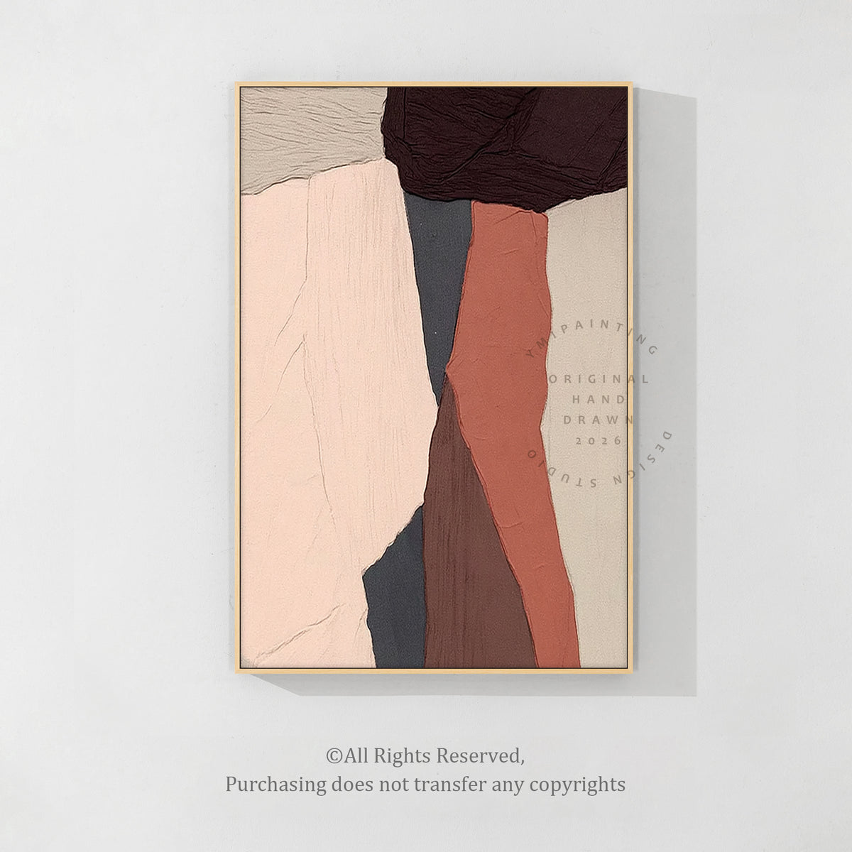 Large vertical abstract wall art, full view