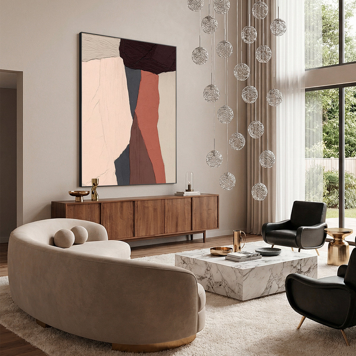 Large vertical abstract wall art, textured surface