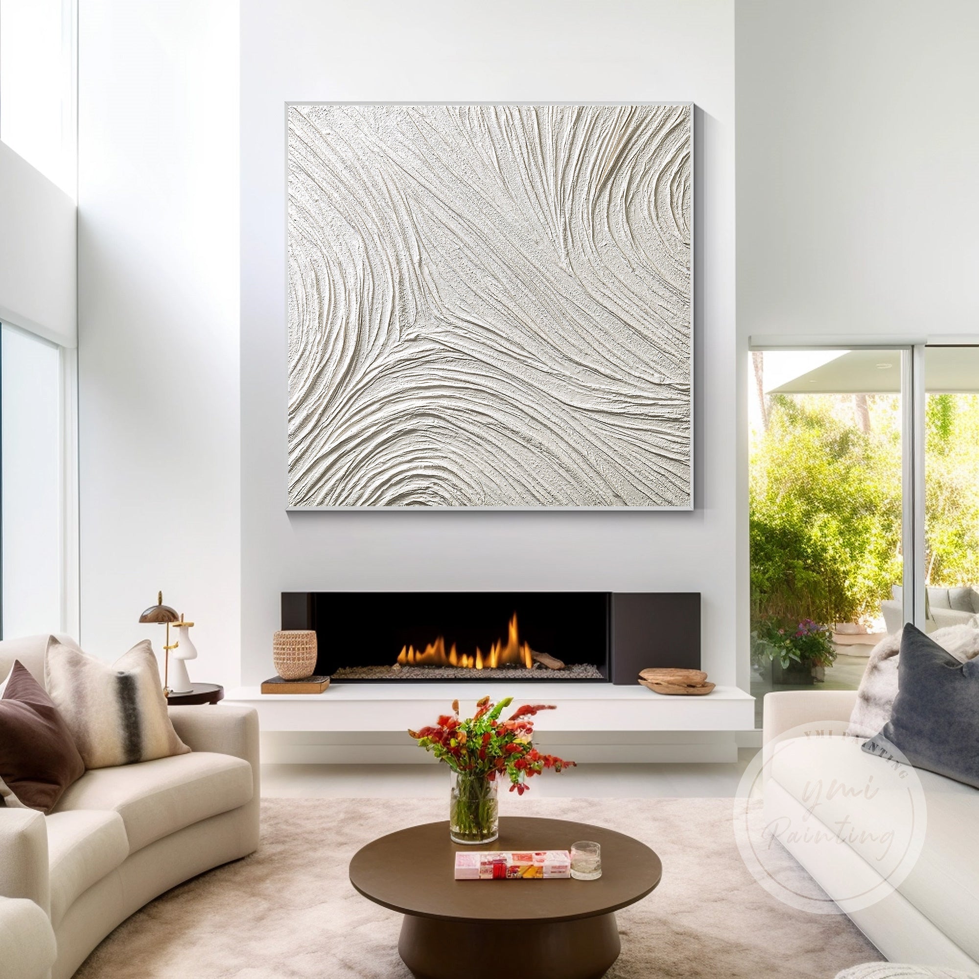 Minimalistische weiße Wandkunst 3D