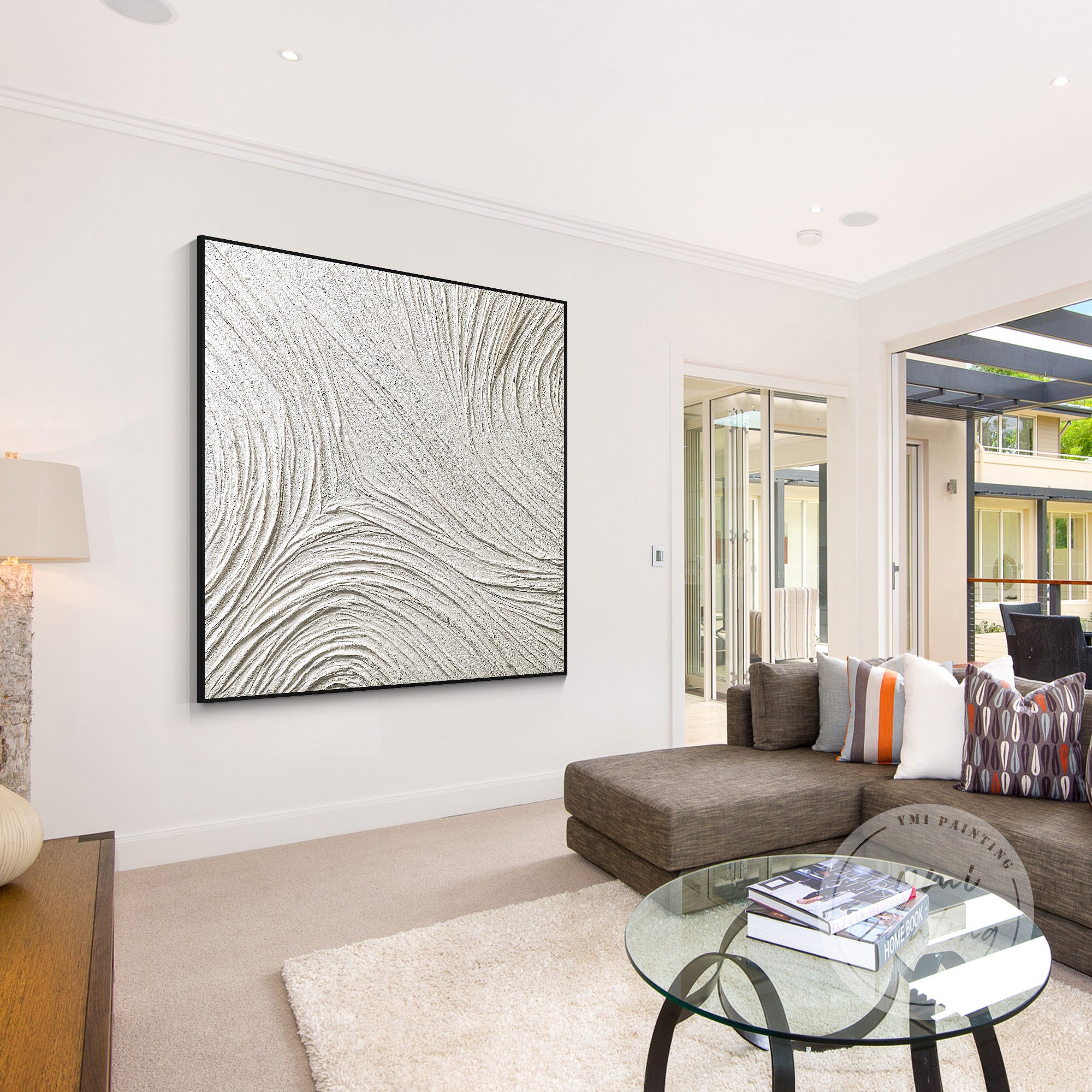 Weiße strukturierte Putzleinwand