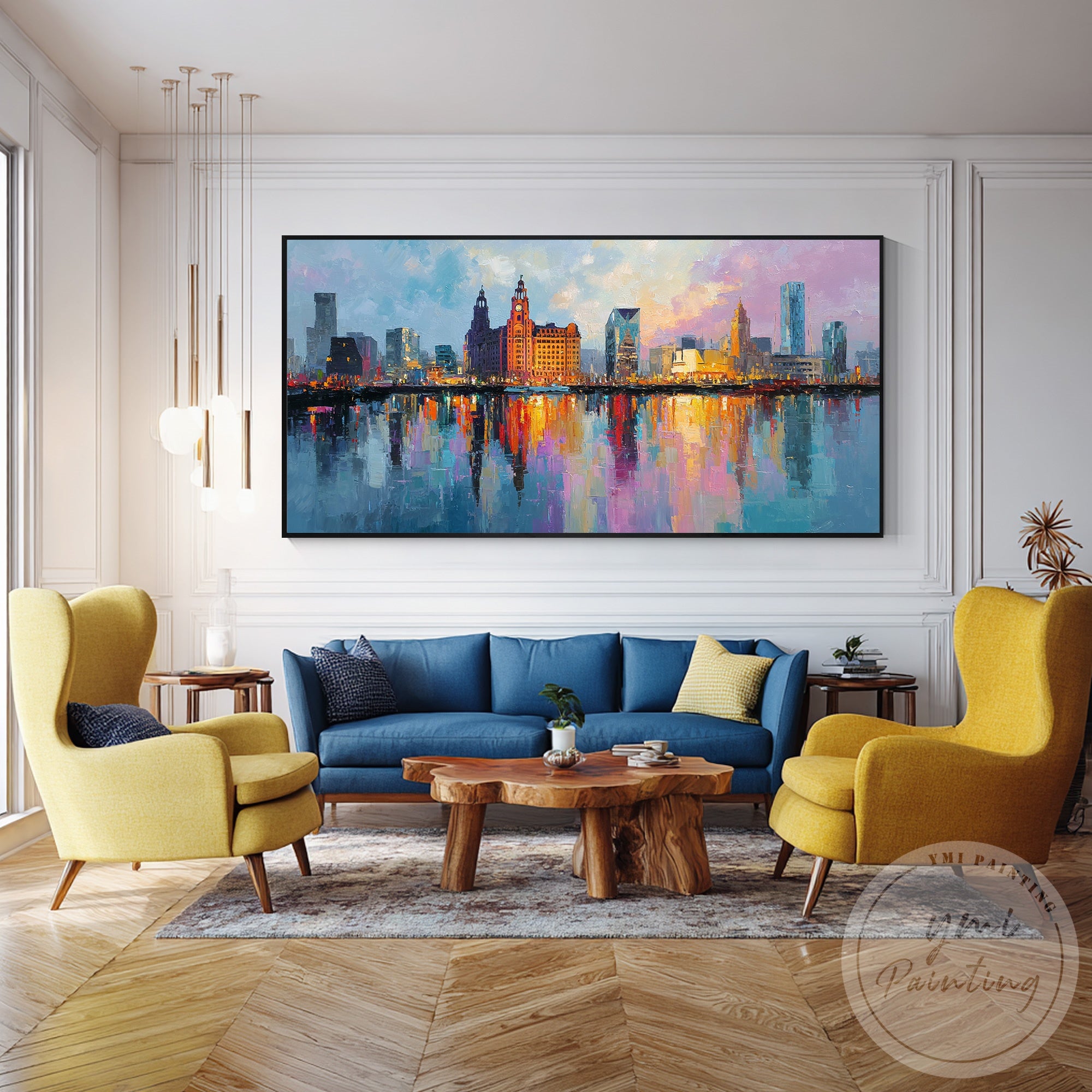 Large Liverpool harbor panoramic wall art modern city decor