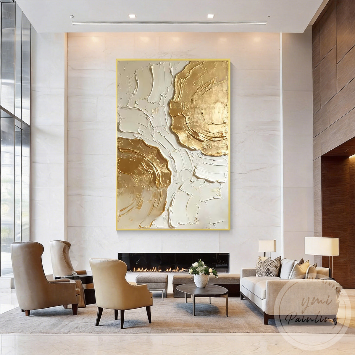 Luxury gold abstract wall art for living room