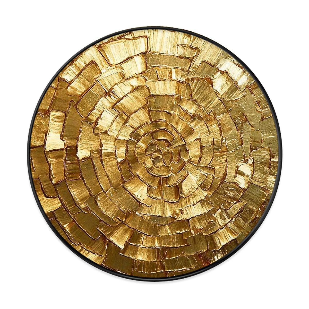 Textured gold spiral painting for contemporary interiors