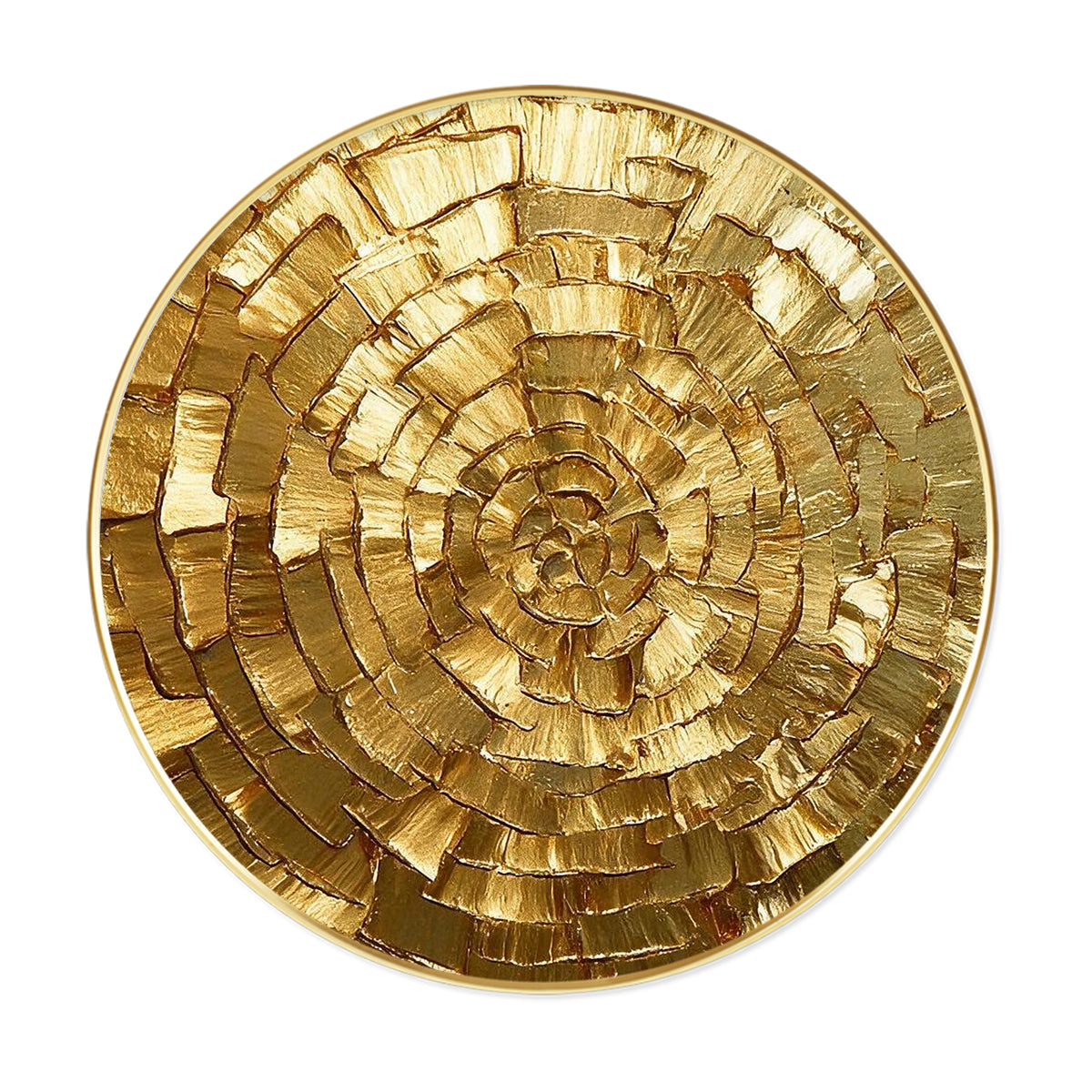 Luxury gold round wall decor with 3D spiral texture