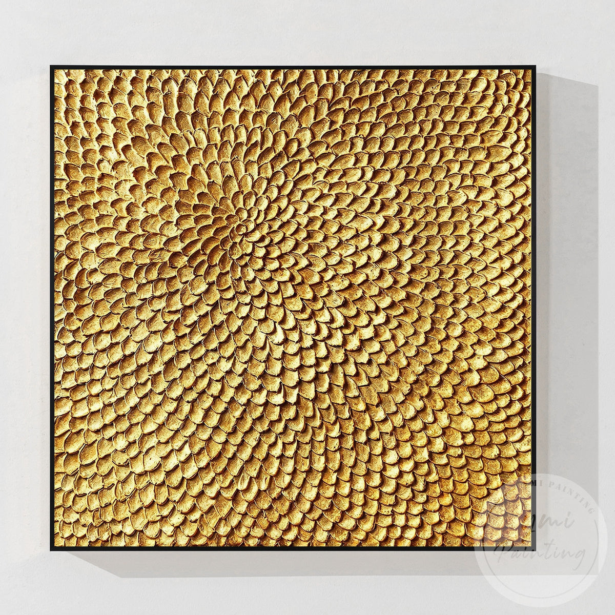 3D metallic gold textured painting for elegant interiors