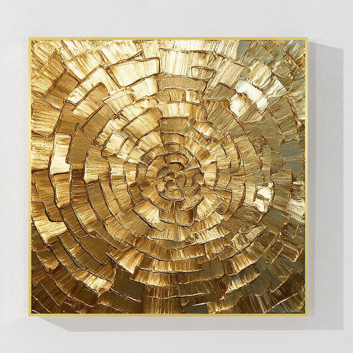 Luxury gold textured wall art with 3D spiral design