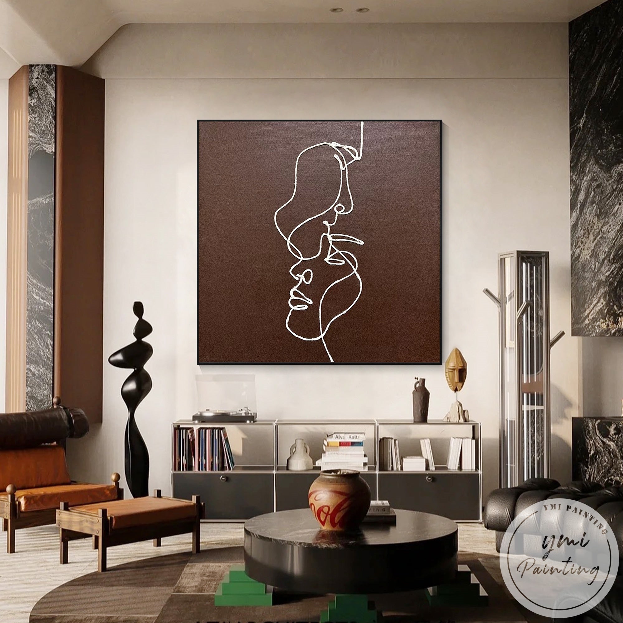 Abstract portrait line art minimalist wall art canvas