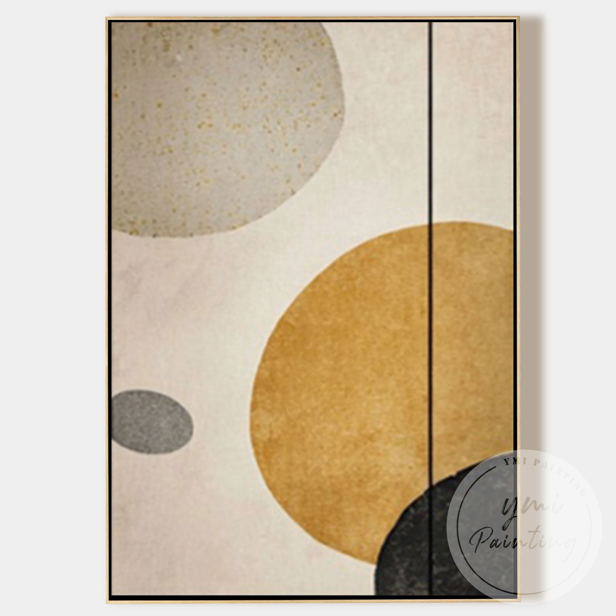 Neutral tone geometric painting for home interior decor