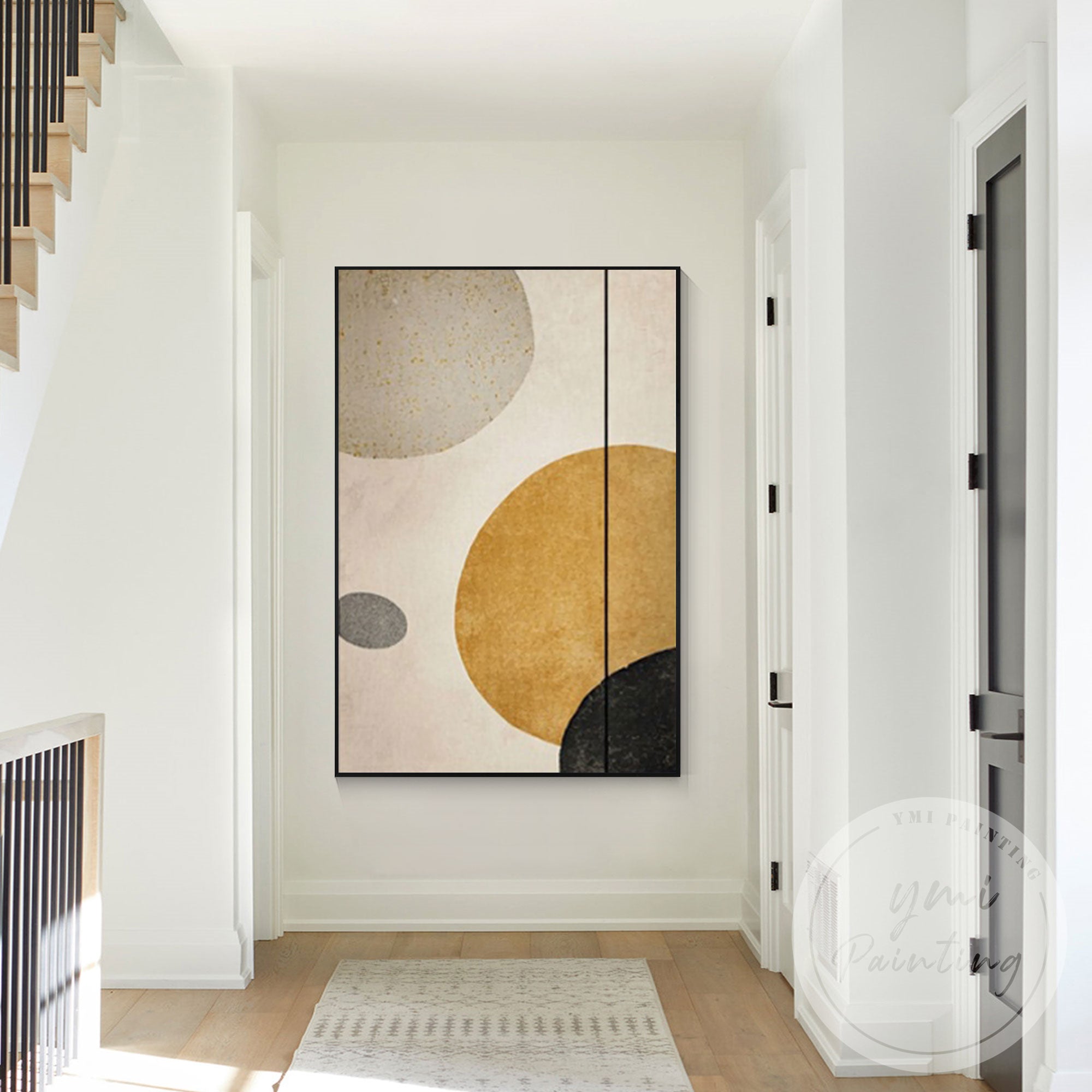 Contemporary Scandinavian style geometric canvas painting