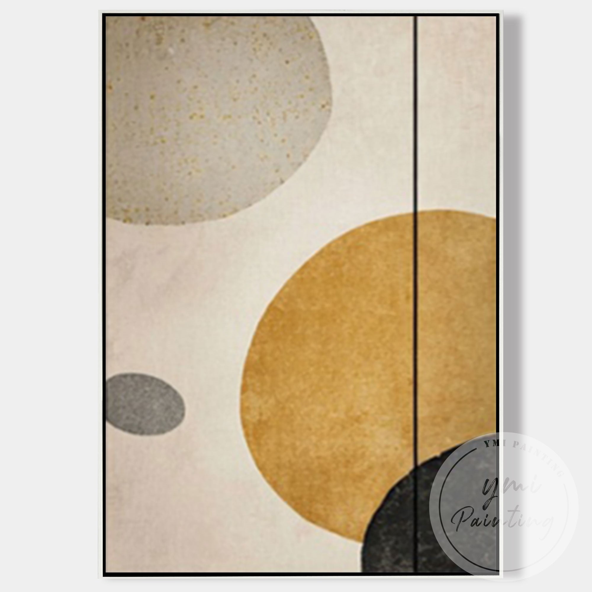 Abstract Scandinavian canvas with gold circular elements