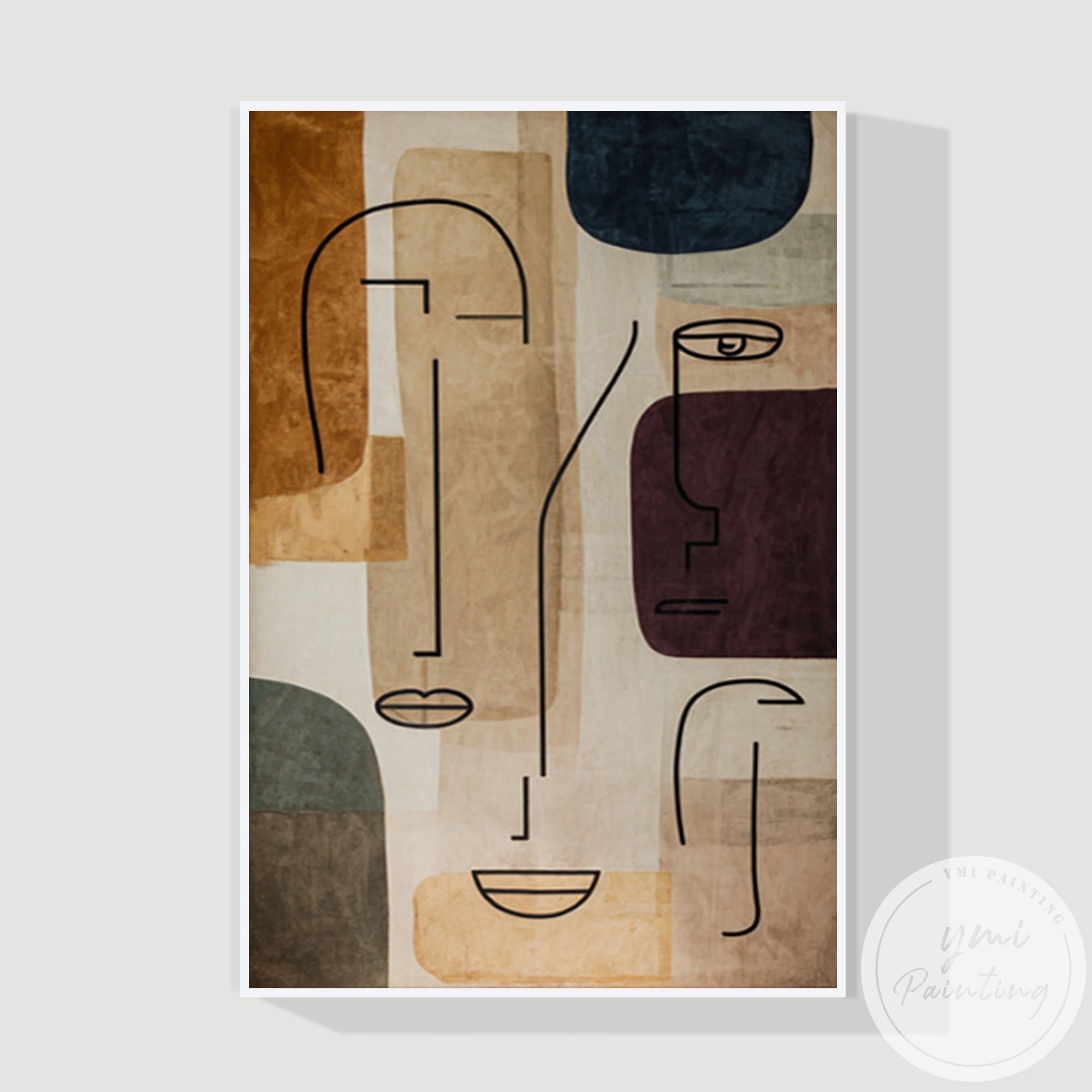 Large modern abstract portrait artwork minimalist aesthetic