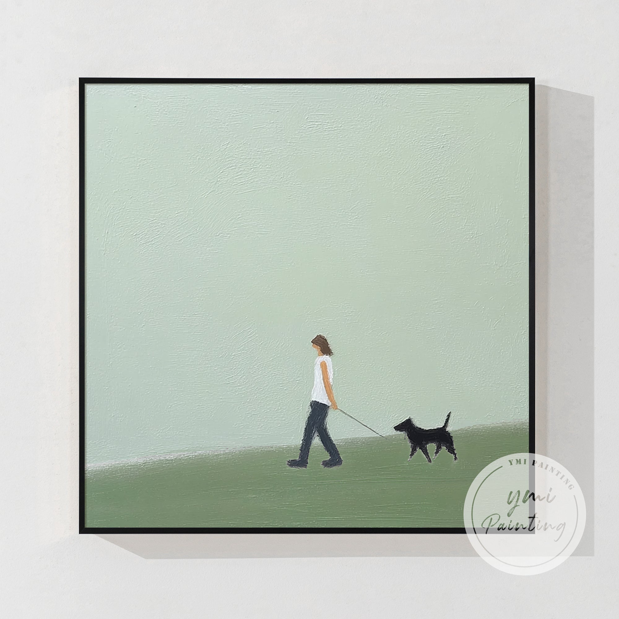 contemporary minimalist dog walking wall art painting