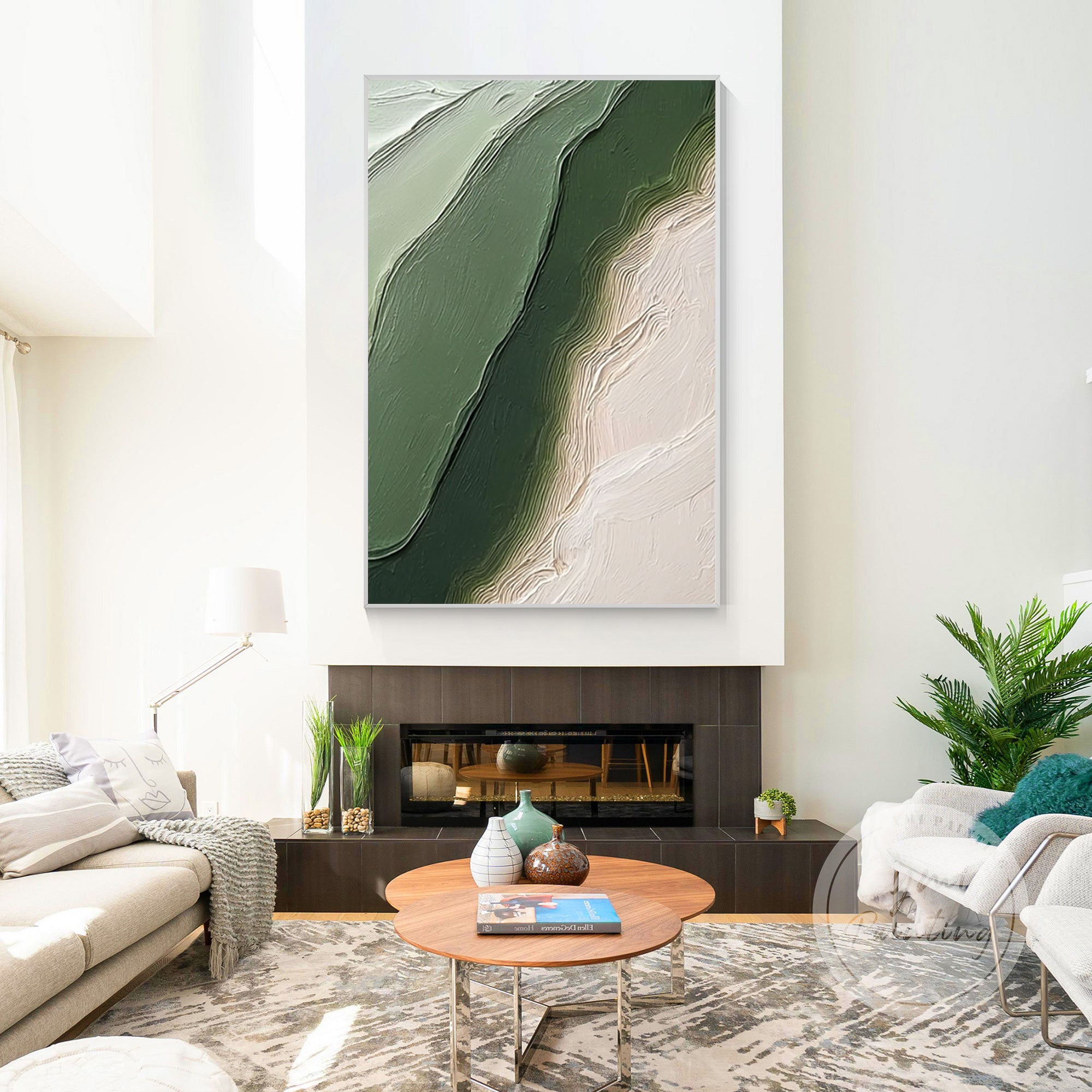 3D multilayered mountain wall art in neutral tones