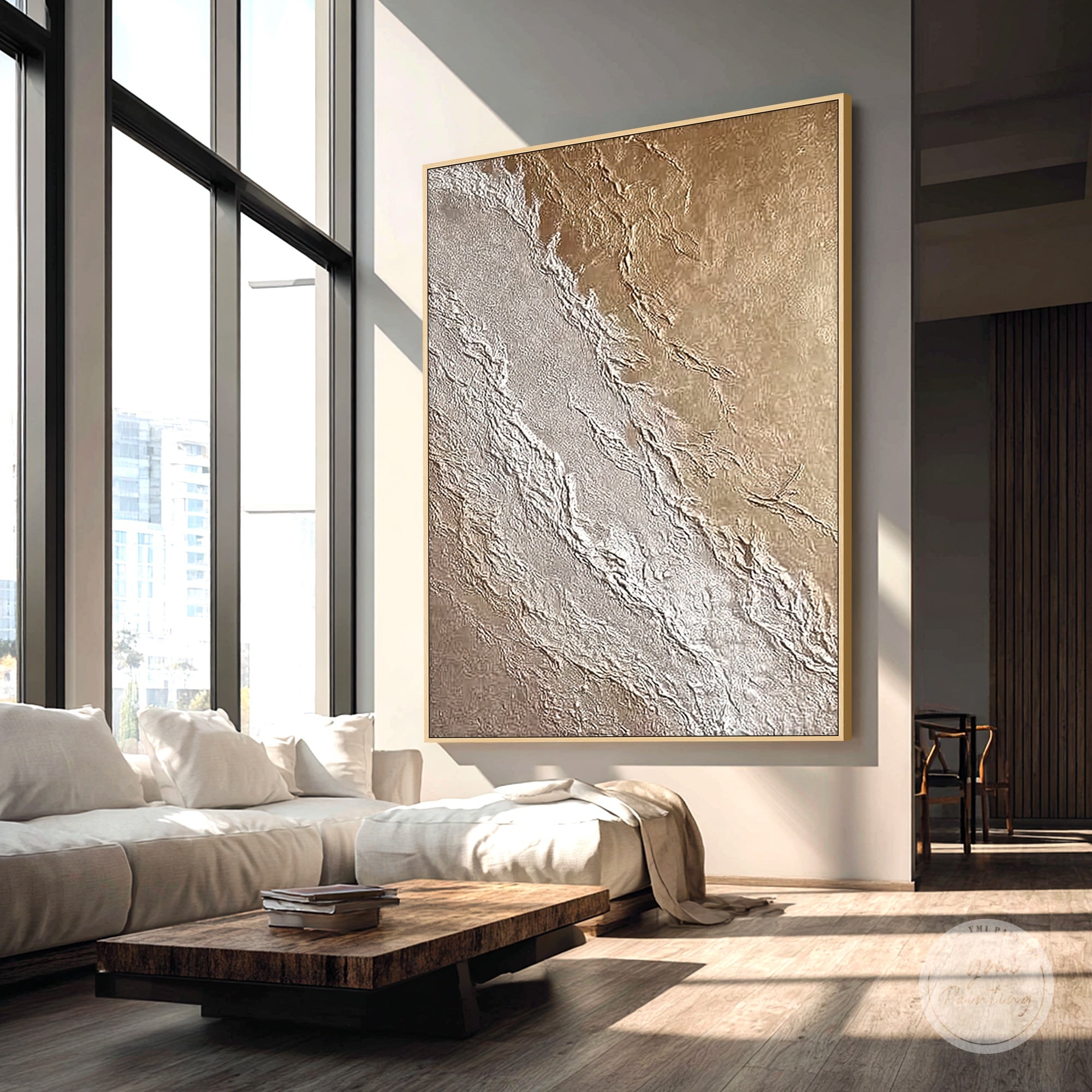 beige abstract wall decor subtle white flow pattern