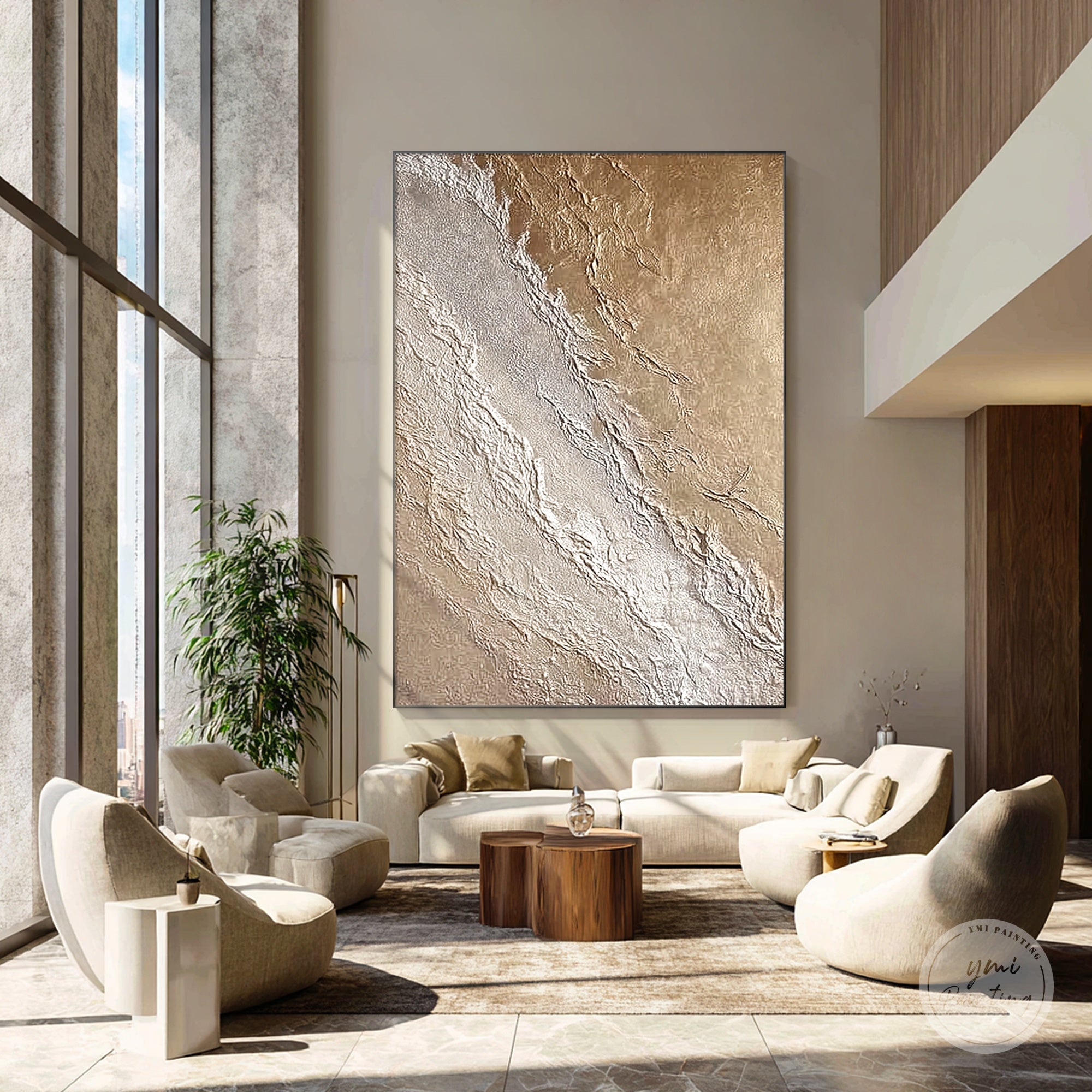 minimalist plaster painting organic surface pattern