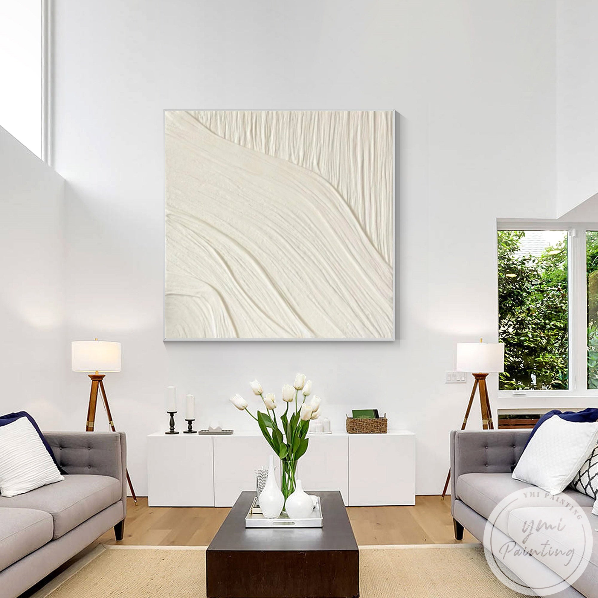 Modern neutral relief wall decor for contemporary interior spaces