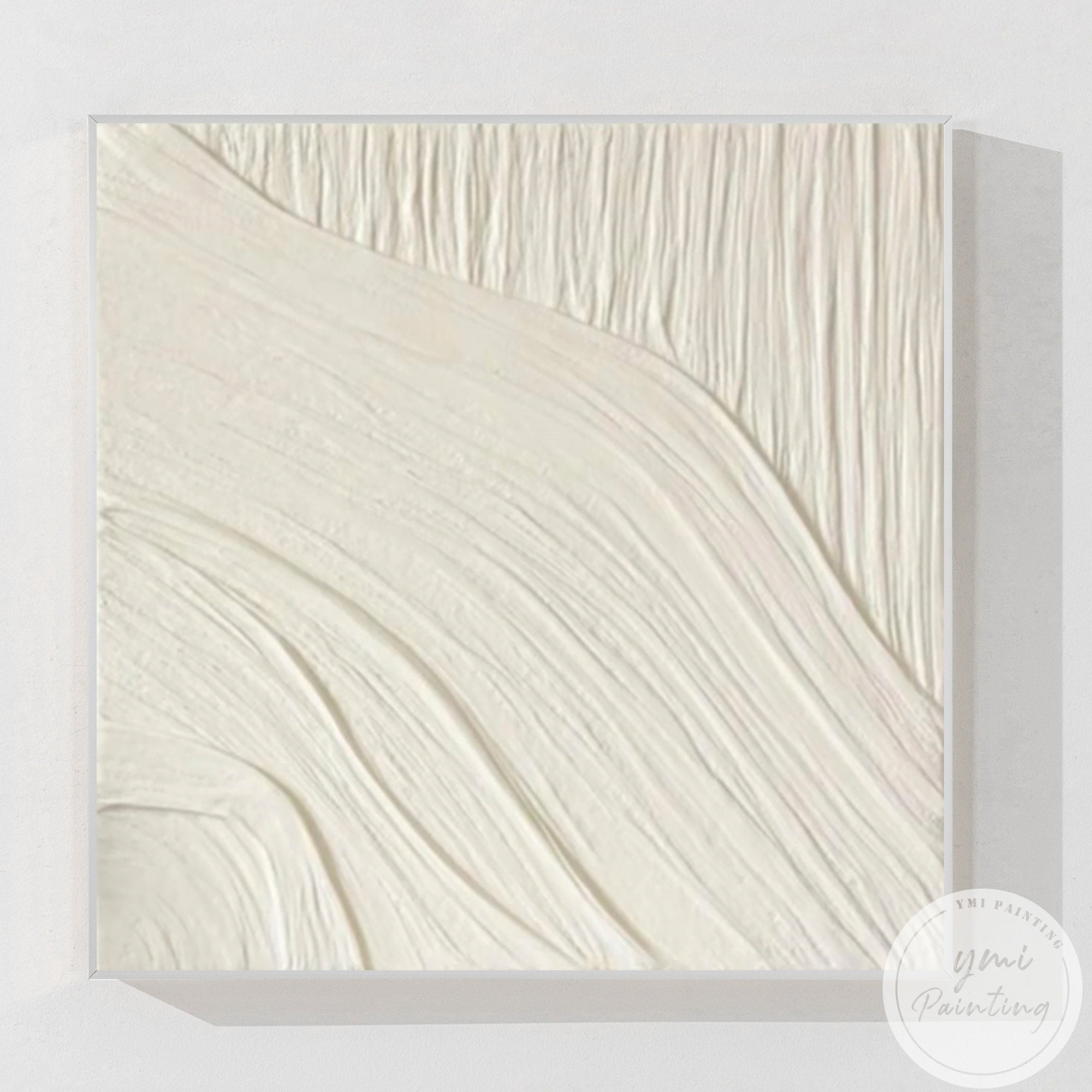 Neutral white abstract textured plaster artwork for home decor