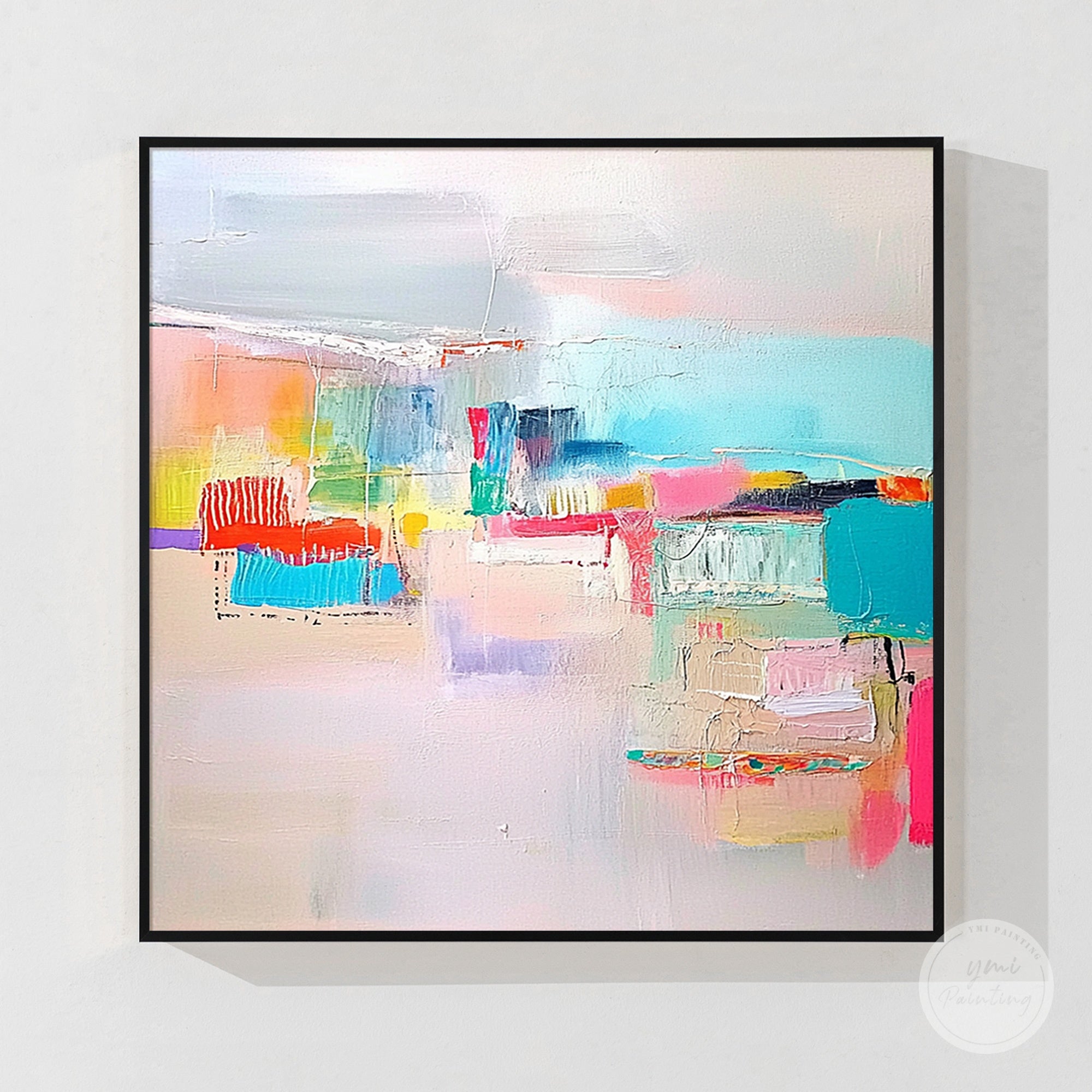 abstract art with layered brush strokes and color blocks