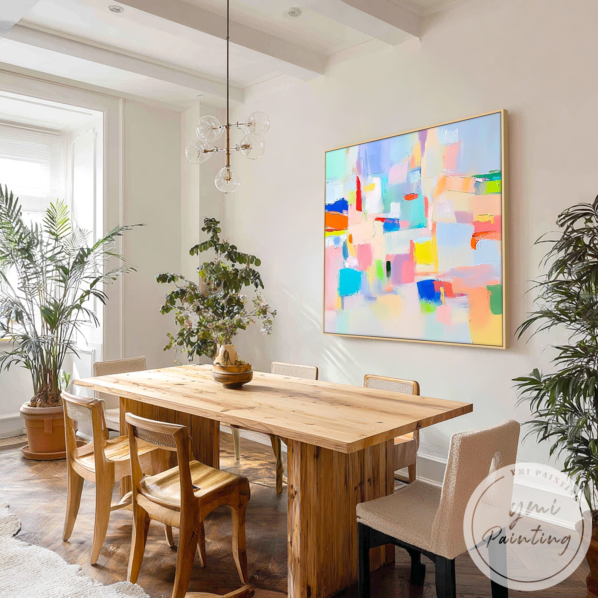 textured colorful abstract painting with bold tones